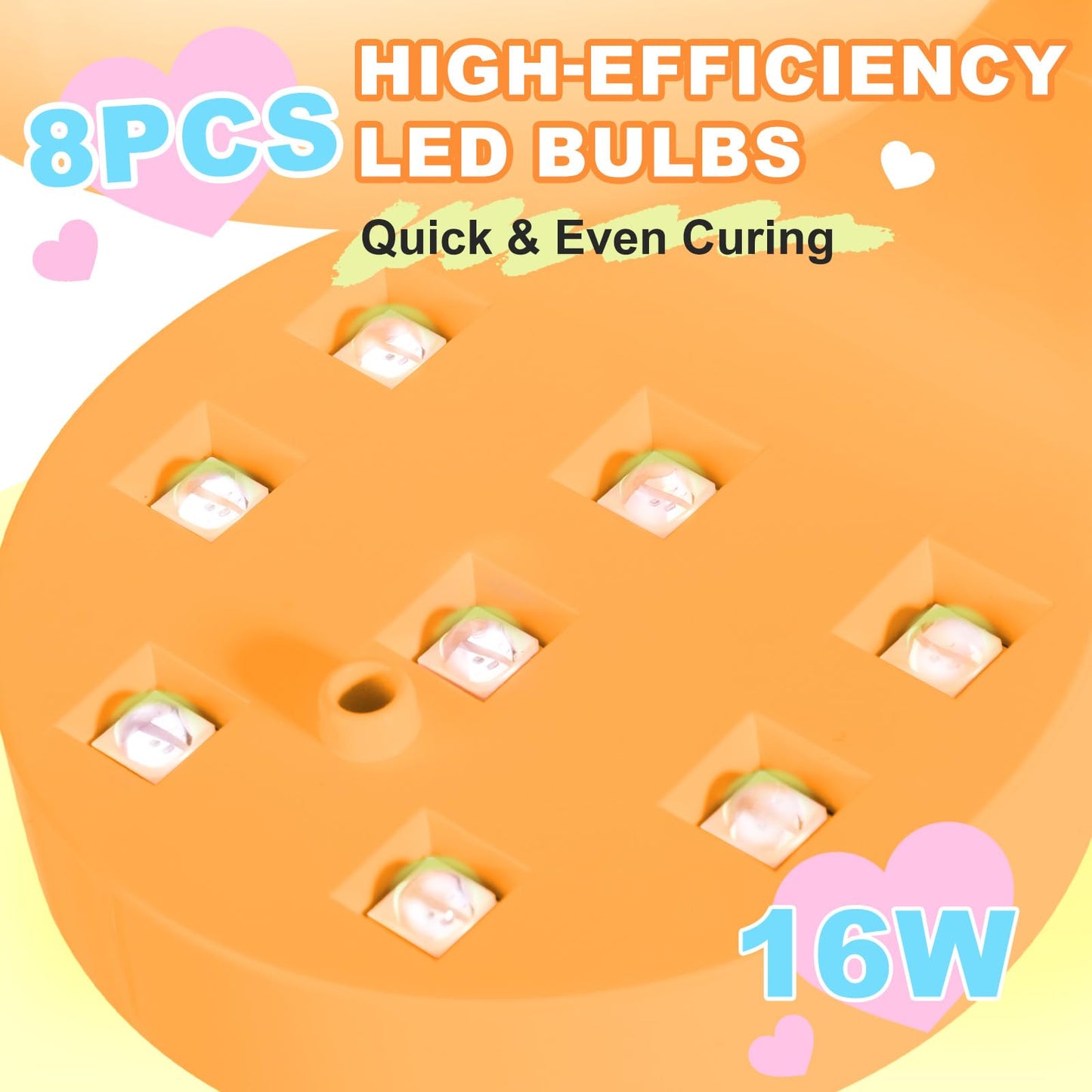 MEKK Mini UV Light for Nails,Peach-Shaped Mini LED Nail Lamp with Auto-Sensor,8 Beads,4 Timer,Professional Single Finger UV Light for Gel Nails Small Gel Nail Lights for Travel & Home Use-Orange