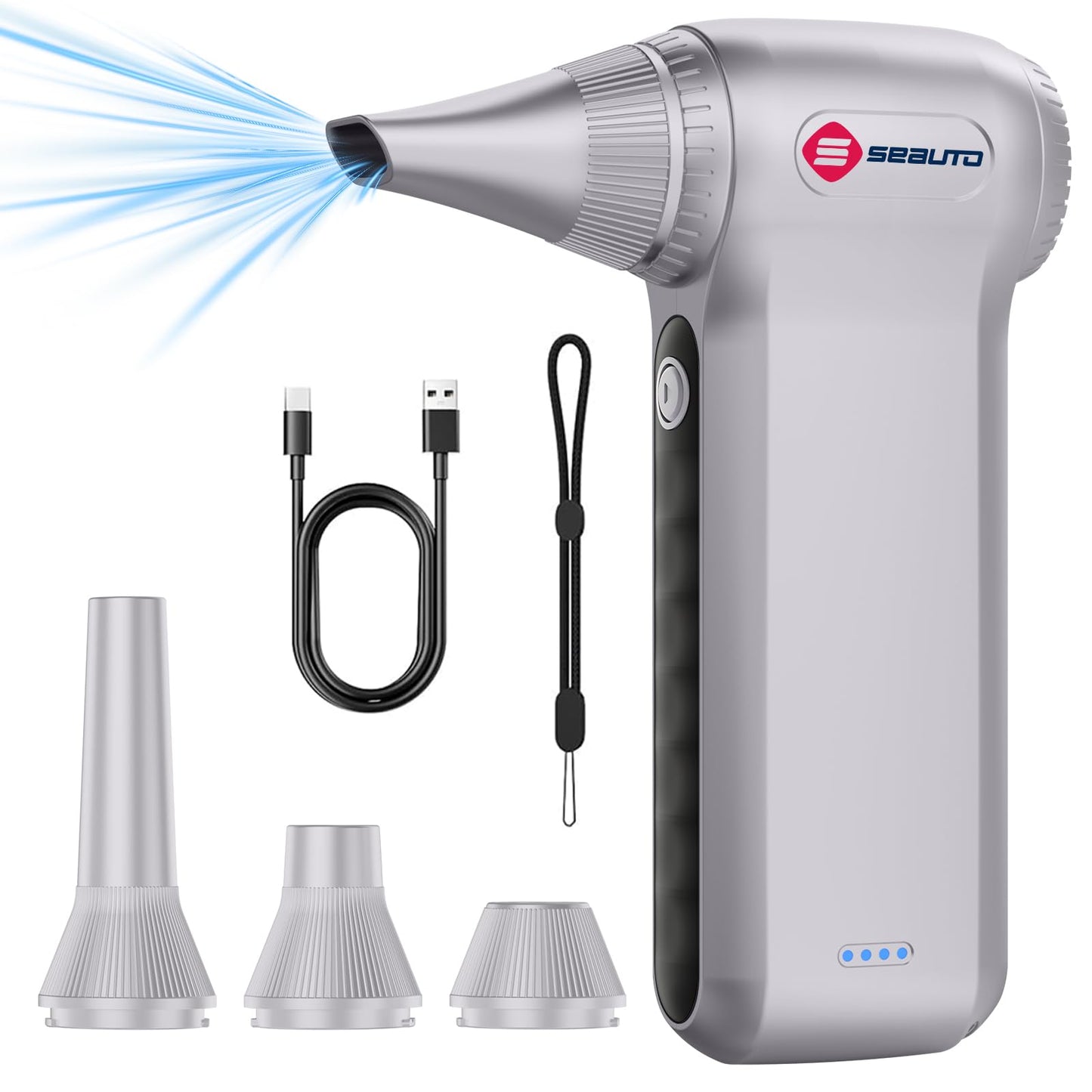 Compressed Air Duster, Ergonomic Design 250,000 RPM Compressed Canned Air Alternative, 3-Gear Powerful Blower for Computer Keyboard, PC Cleaning,Appliance,Car,Home and Outdoor