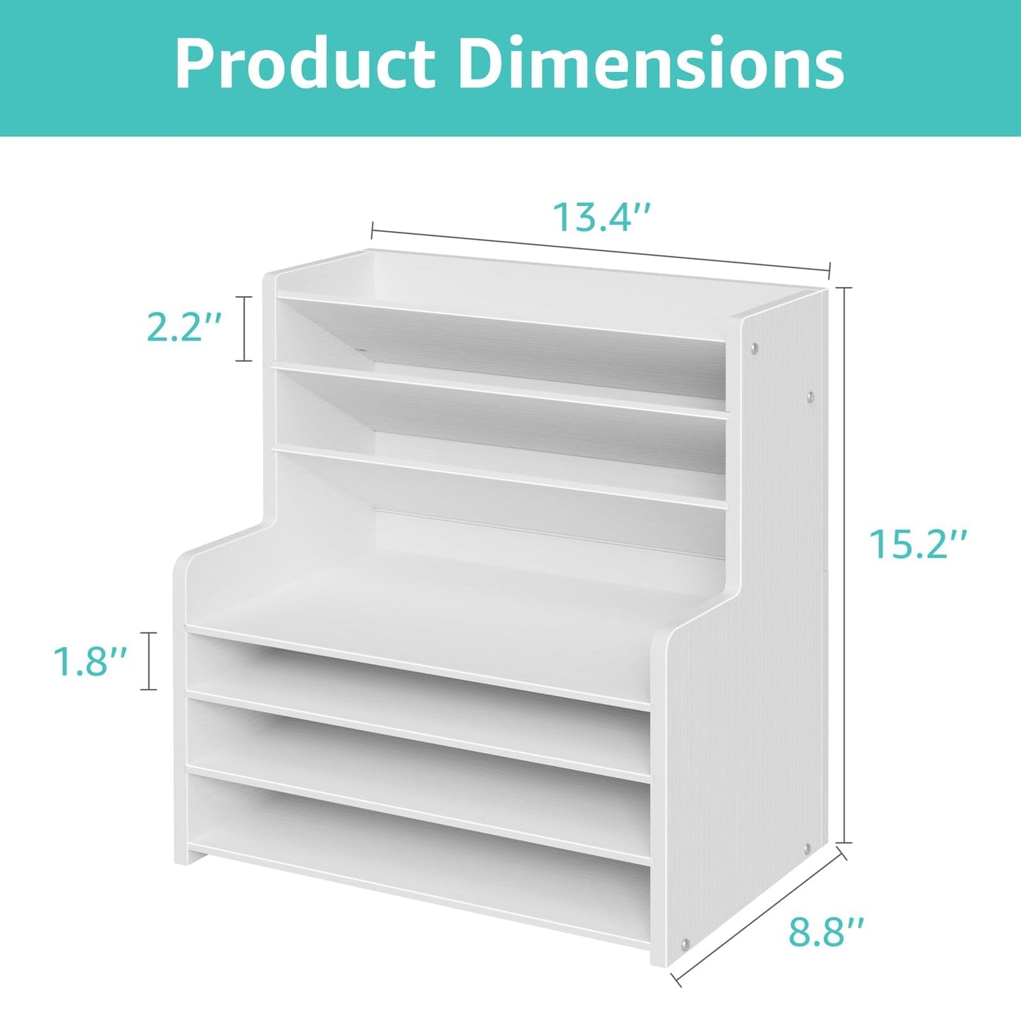 7 Tier White Desk Organizer for Office Organization, Wood Paper Organizer for Desk, Vertical Desktop File Folder Holder & Letter Tray, Aesthetic School Storage Orgnizer Shlef