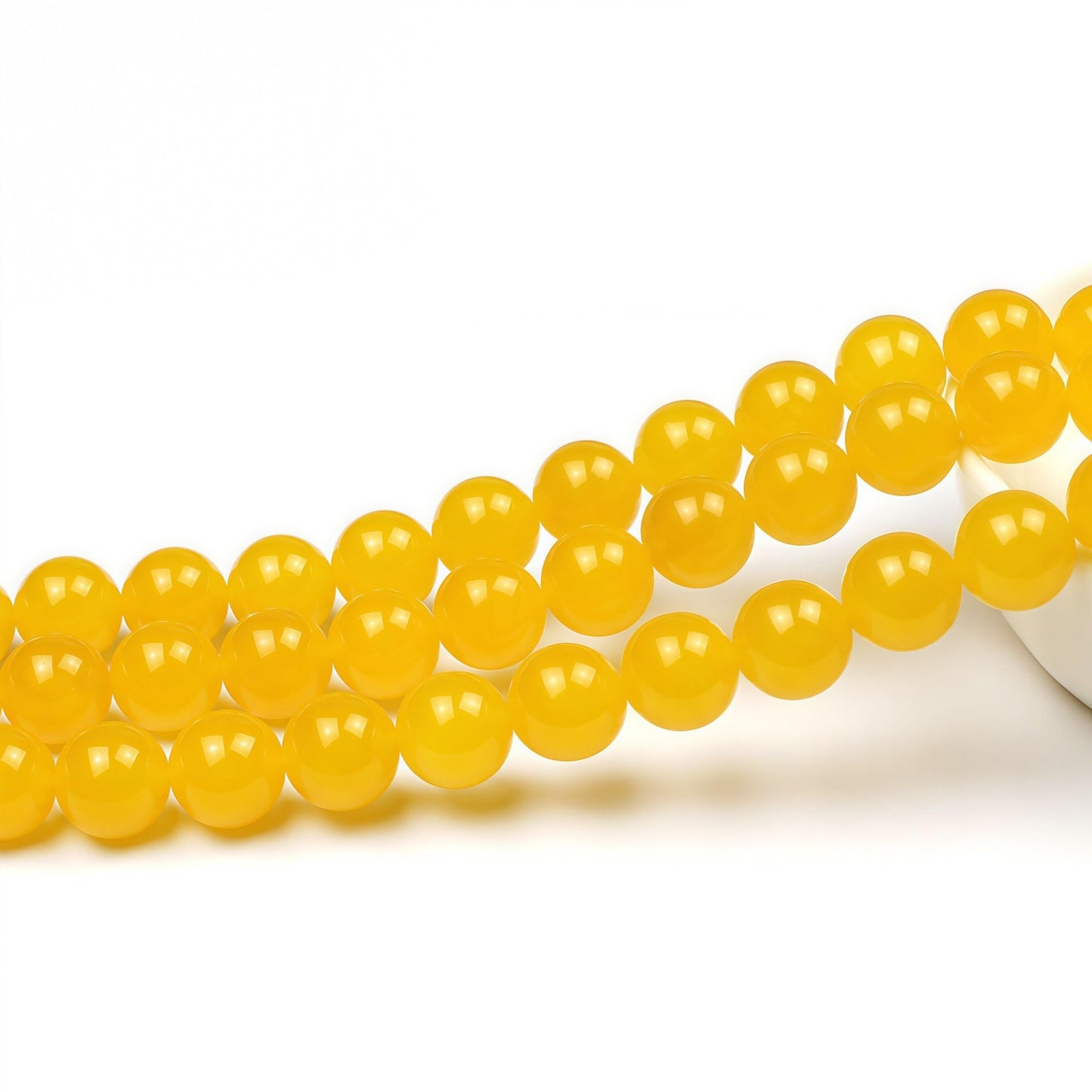 MJDCB Natural Yellow Jade Round Loose Beads for Jewelry Making DIY Bracelet Necklace (10mm)