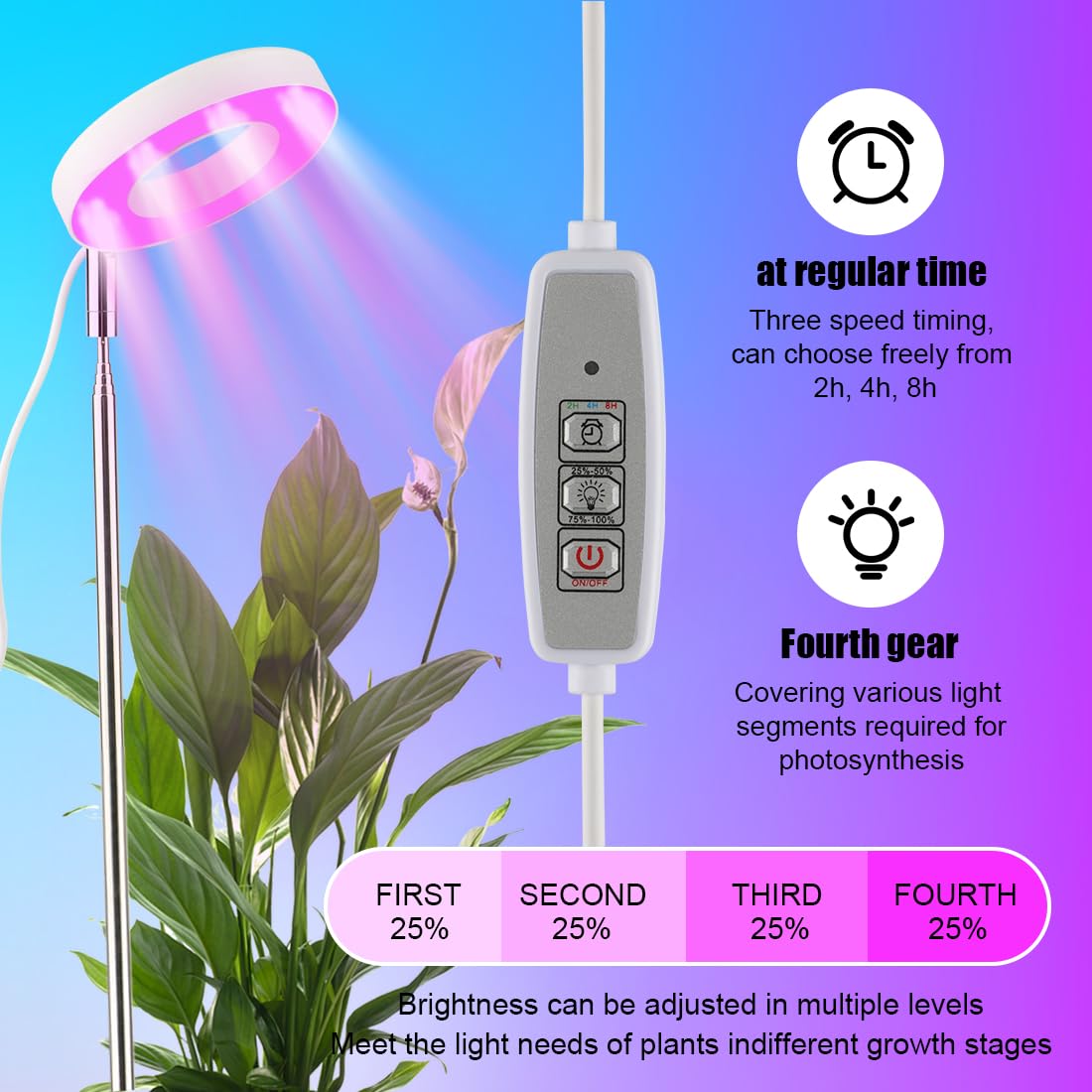 RooTrimmer 2 Pack 11 Inch Plant Pots with LED Grow Light,Full Spectrum Indoor Planter Kit with Soil Moisture Meter & Drainage System,Modern Flower Pots for Home Office Plants
