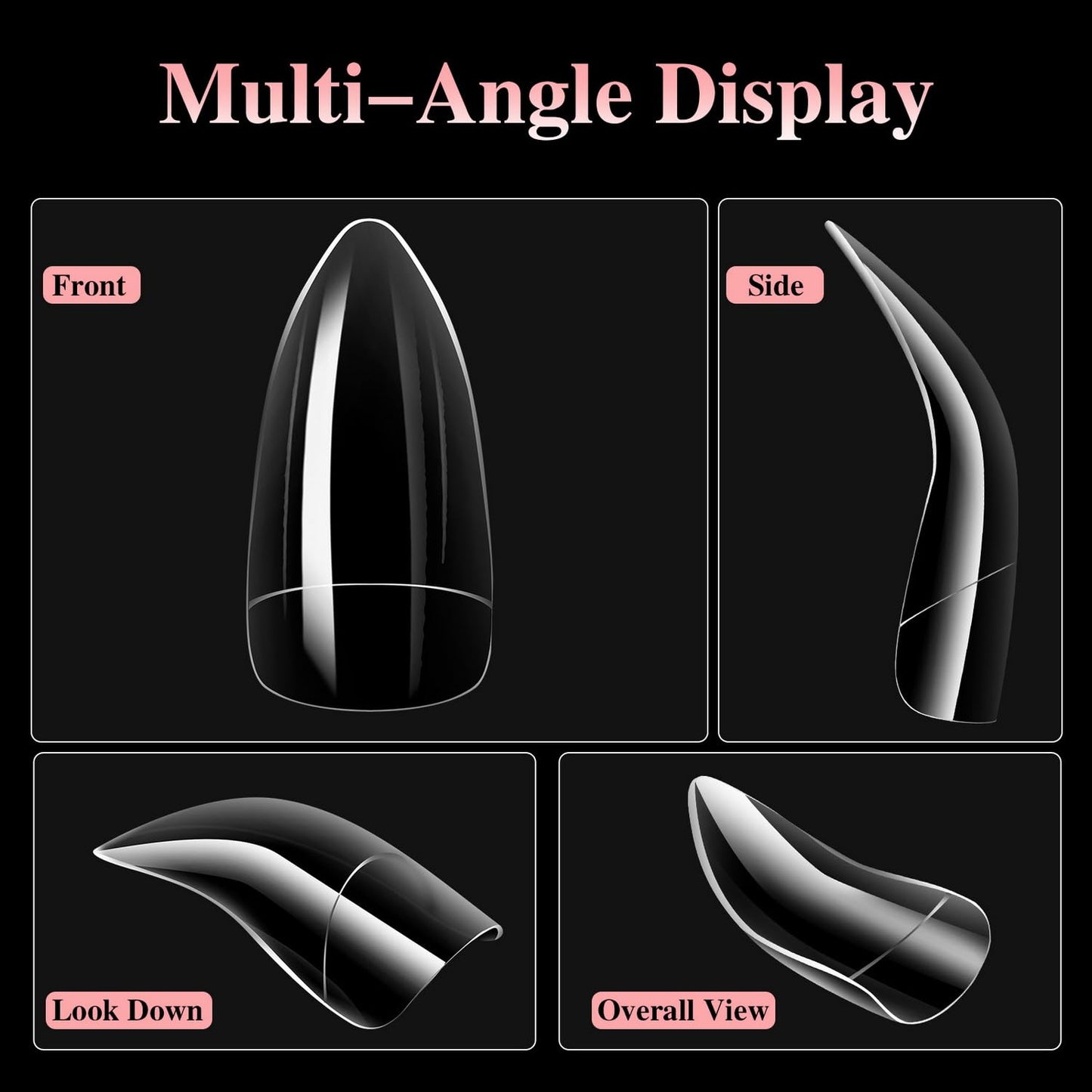 200PCS Medium Stiletto Nail Tips,10 Sizes Artificial Press on Nail Tips Halloween Style Natural Stiletto False Eagle Claw Art for Nail Salons (Natural&Transparent)