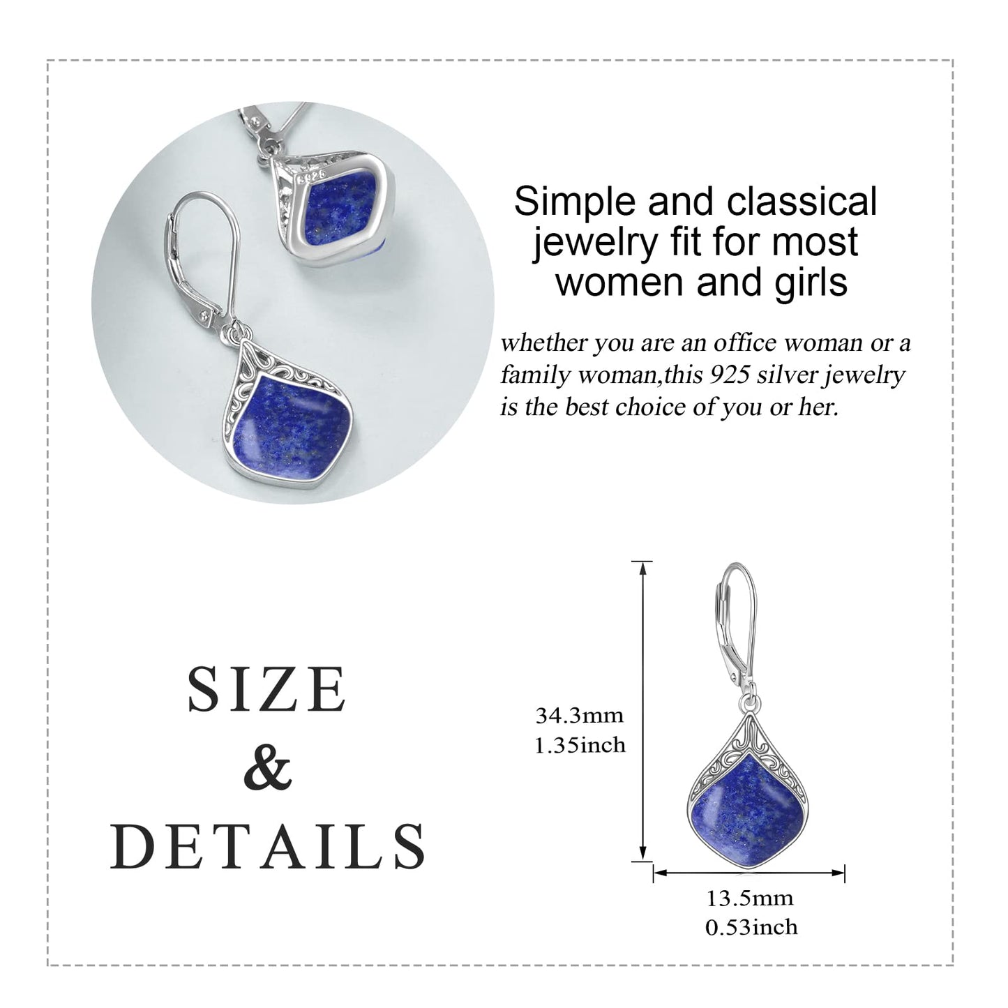 Lapis Lazuli Teardrop Earrings Sterling Silver Filigree Irish Celtic Teardrop Drop Earrings Lapis Dangle Earrings Jewelry Gifts For Women