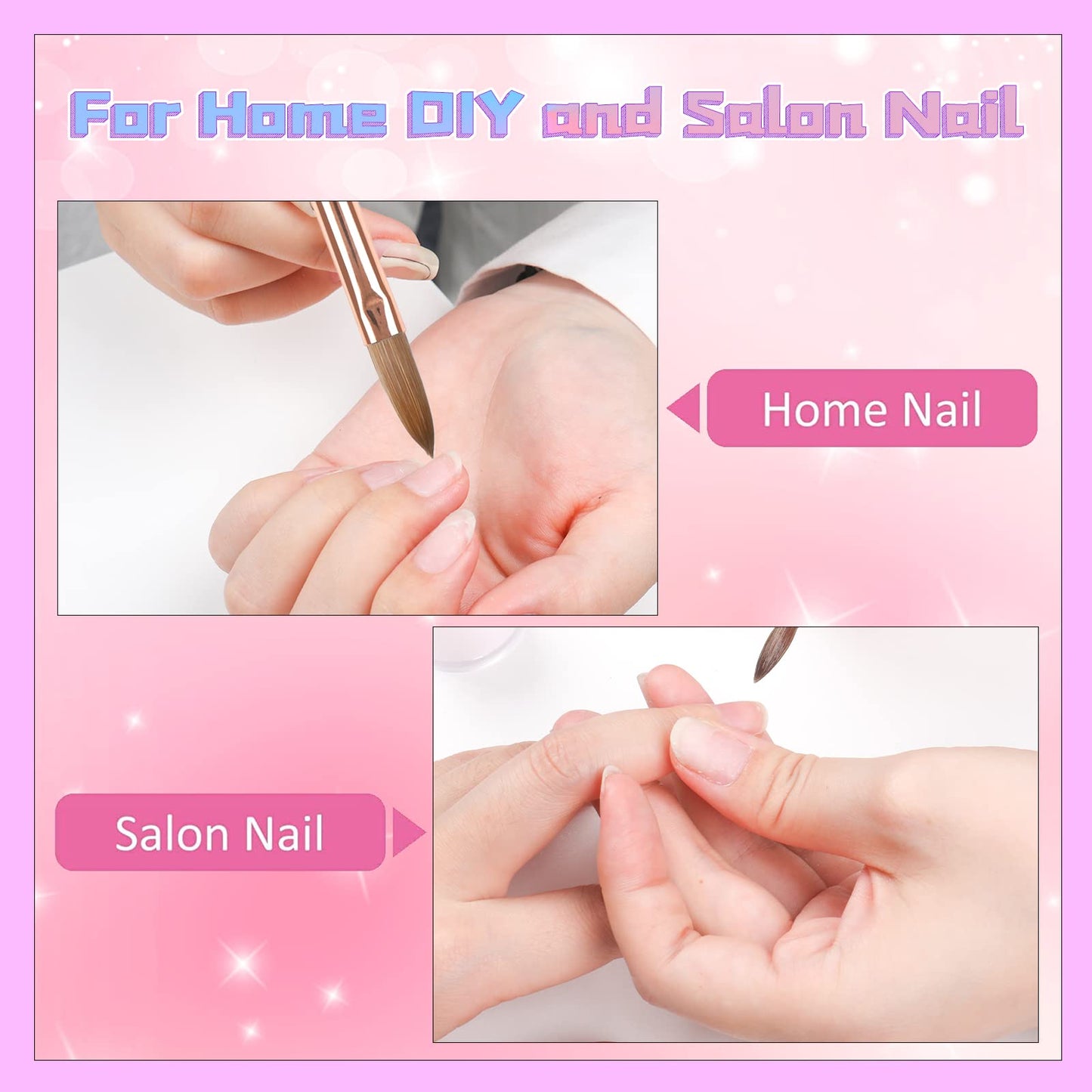 heemeei Acrylic Nail Brush Size 10, 100% Pure Kolinsky Nail Art Brush, Sturdy Handle Acrylic Powder Design Tools for Professional Manicure DIY Home Salon (10#)