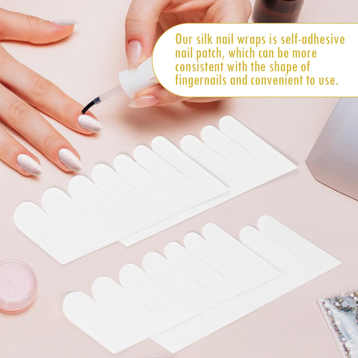 12Pcs Nail Silk Wrap Silk Nail Wrap Kit Nail Wraps Reinforce Nail Protector Stickers UV Gel Nail Tool Silk Wrap for Nail Extension Repair
