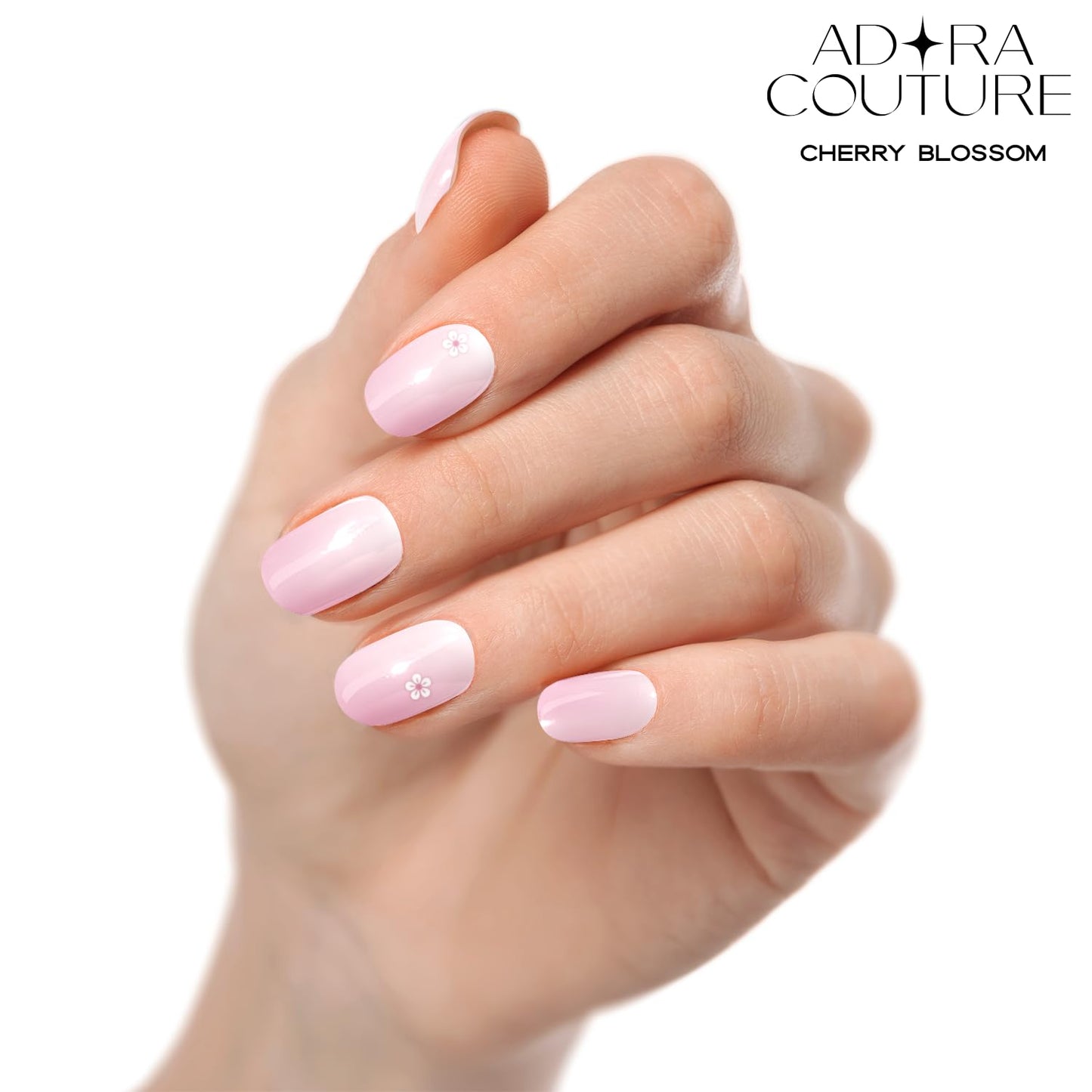 Adora Couture Semi-Cured Gel Nail Strips - 20 Salon-Quality Gel Sticker with UV Light Required, Long Lasting, Easy Application & Removal, Includes Prep Pad, Nail File, Wooden Stick – Pink Cherry