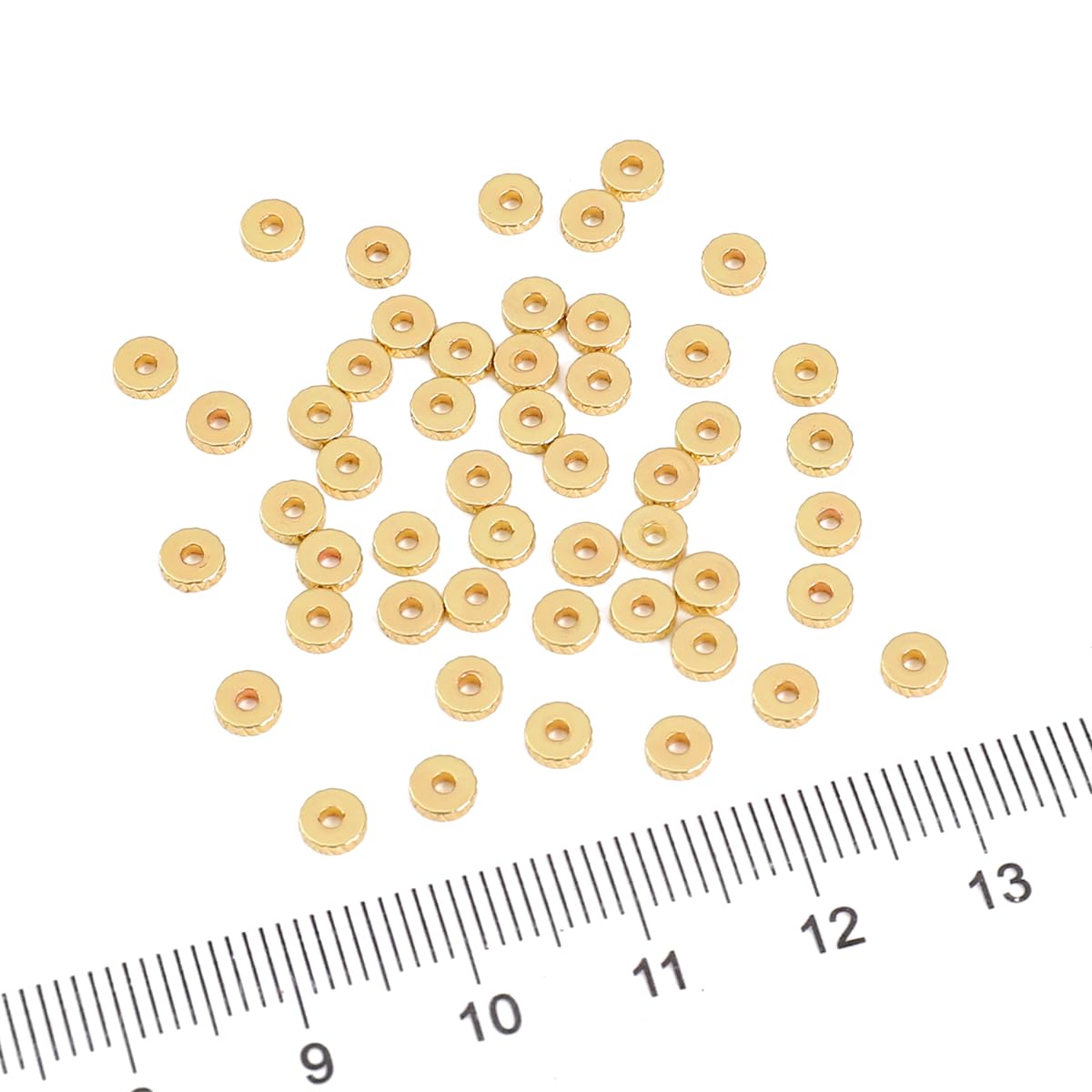 BEADIA 14K Gold Plated Disk Spacer Beads 4x1.2mm 50pcs for Jewelry Making Findings Non Tarnish