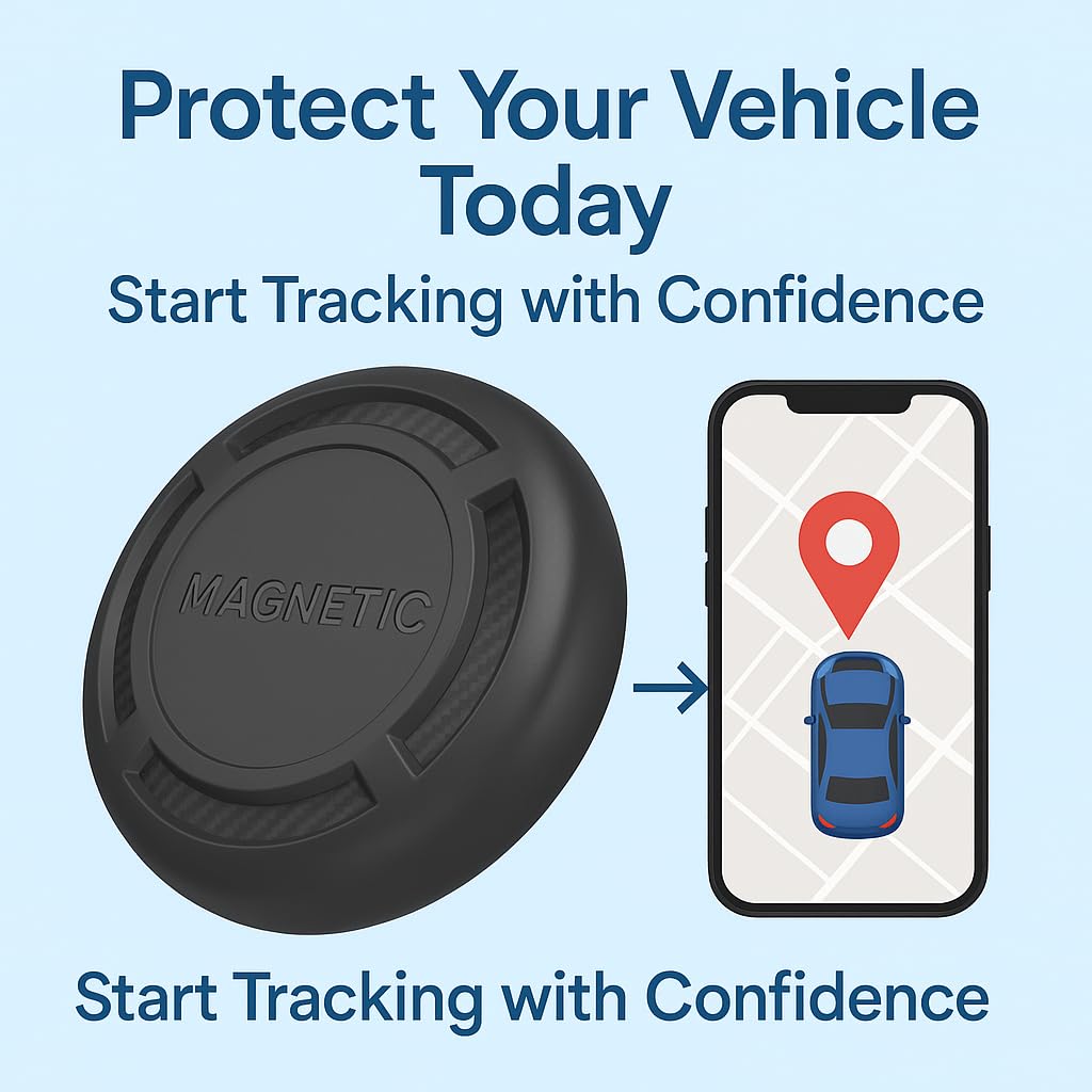Magnetic Hidden GPS Tracker for Vehicles – 365 Days Battery Life, No Subscription, Car Tracker Device Hidden (iOS Tracker)