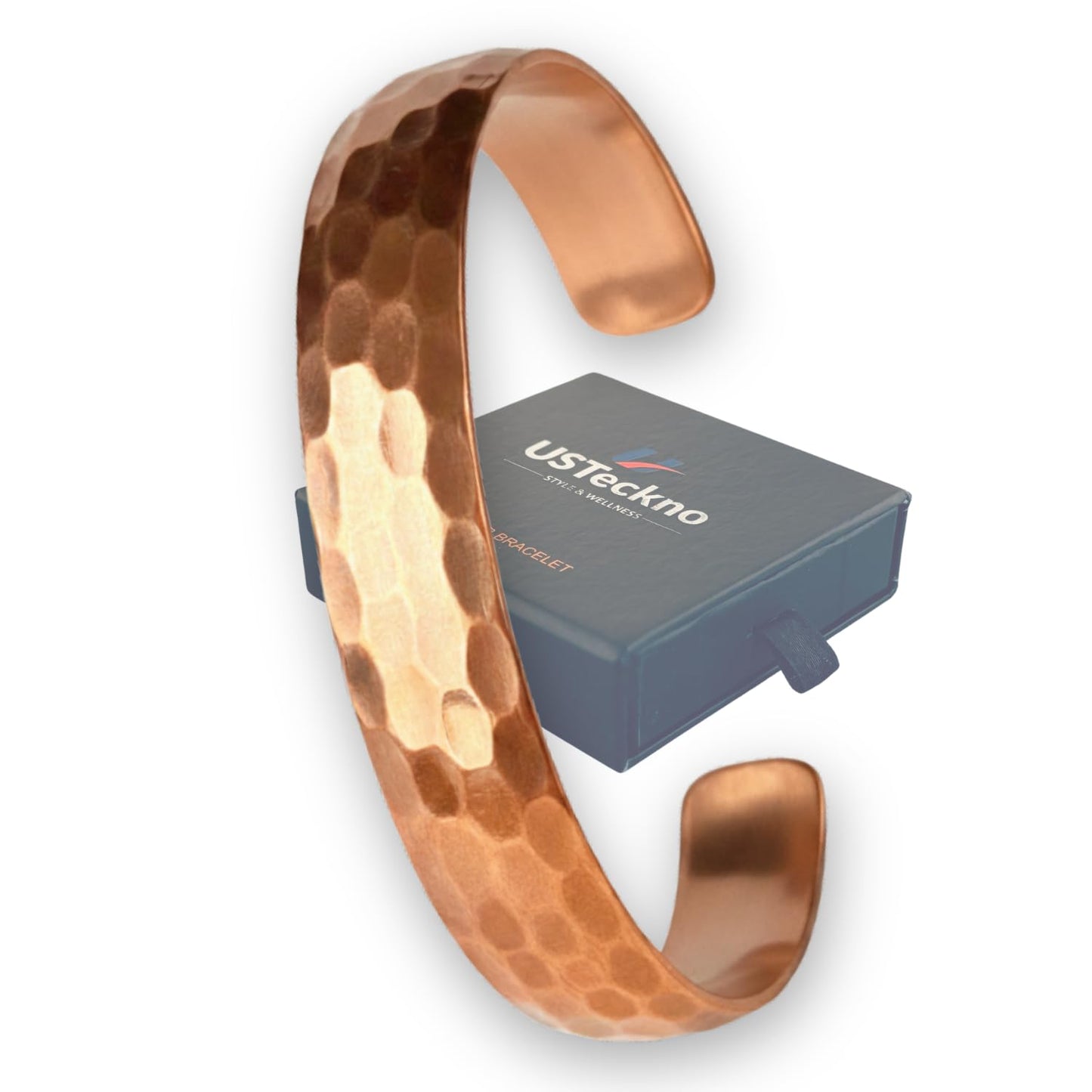 USTeckno Hand Forged 100% Pure Copper Bracelet. Made with Premium Solid High Gauge Copper and Health benefits. Enhance your well-being in style