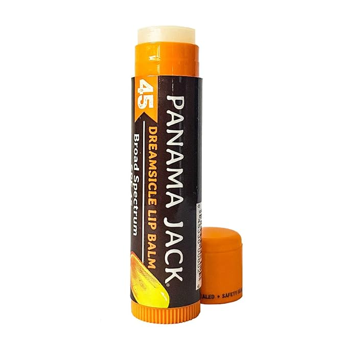 Panama Jack Sunscreen Lip Balm - SPF 45, Broad Spectrum UVA-UVB Sunscreen Protection, Prevents & Soothes Dry, Chapped Lips, Dreamsicle, 12-pack
