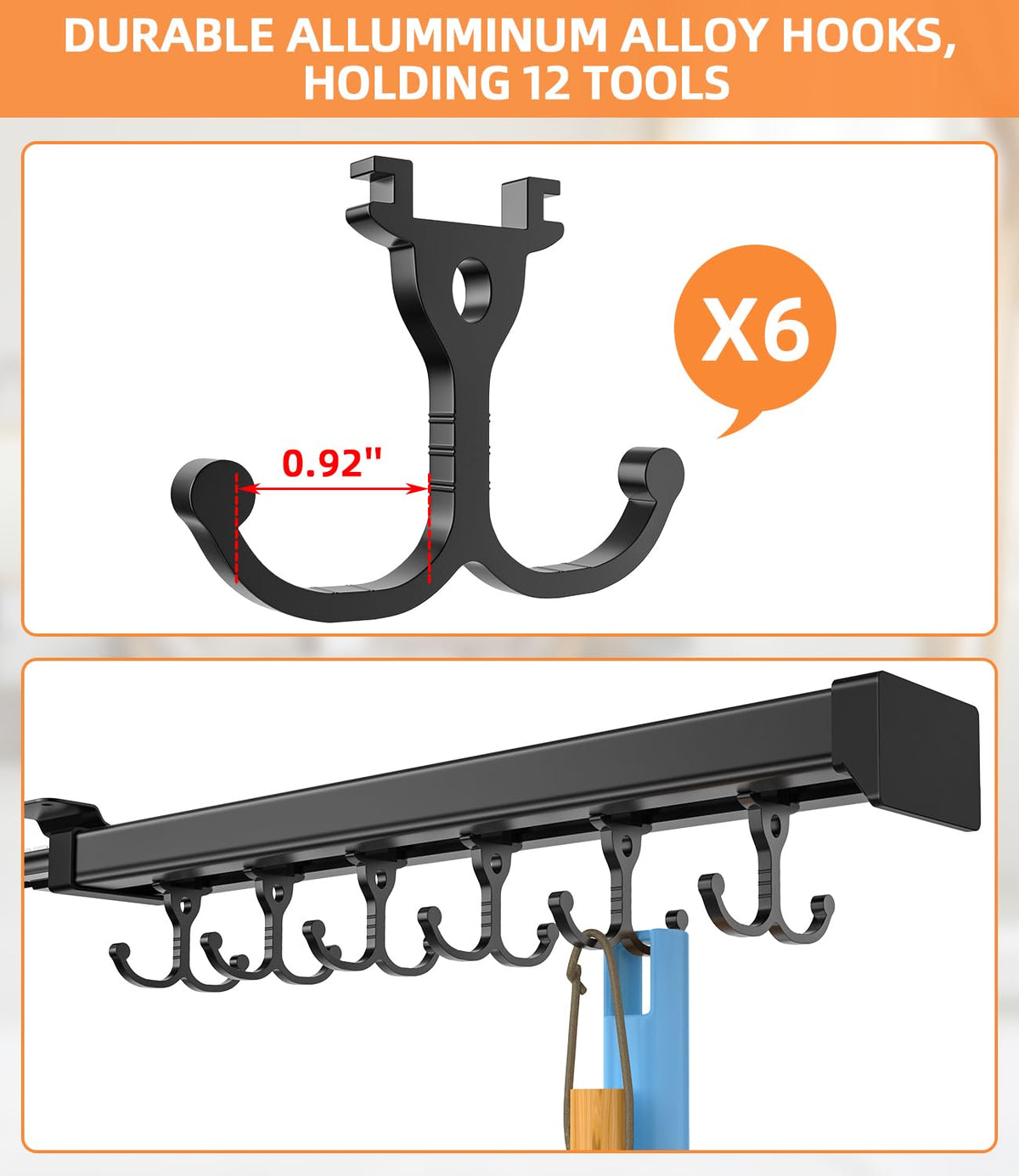 Pull Out Broom Holder With Adjustable Double Row Sliding Hook