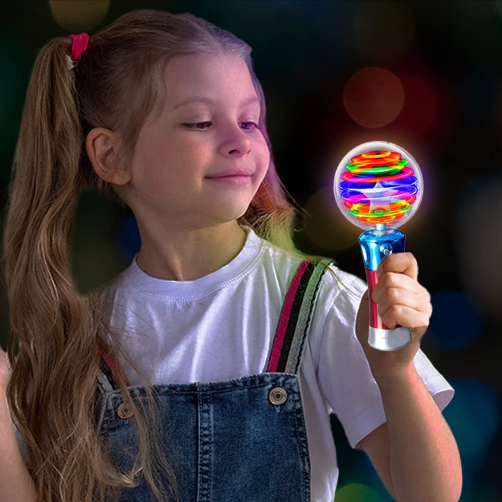 ArtCreativity Light Up Magic Ball Wand & Spinning Light Wand Set – LED Light Spinner Wands for Kids, Includes Flashing Light Up Spinner – Sensory Toys for Kids with Autism – Batteries Included
