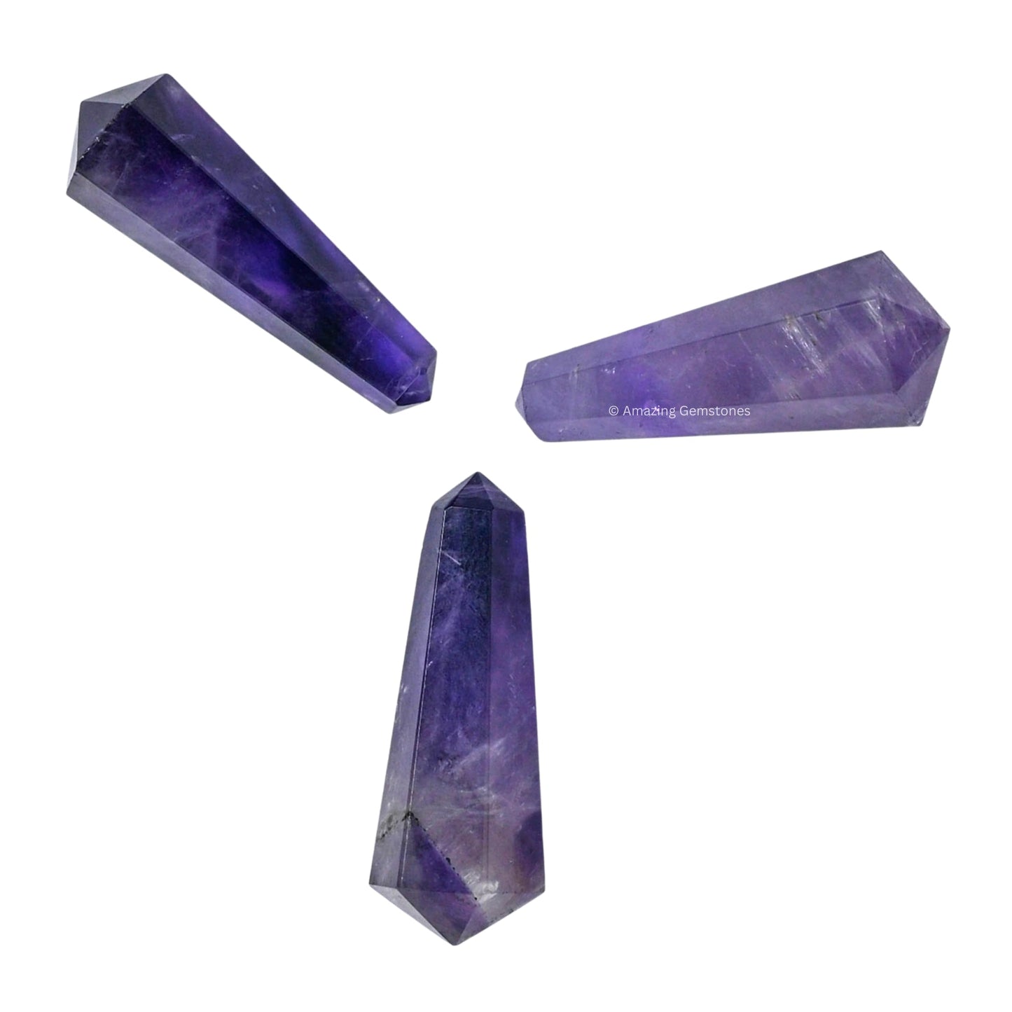 Amazing Gemstone Amethyst Crystal Points Bulk Healing Crystals and Stones - Pack of 3 Double Terminated Healing Wand Point Bulk Crystals for Crafts, Crystal Grid, DIY Work - Premium Crystals