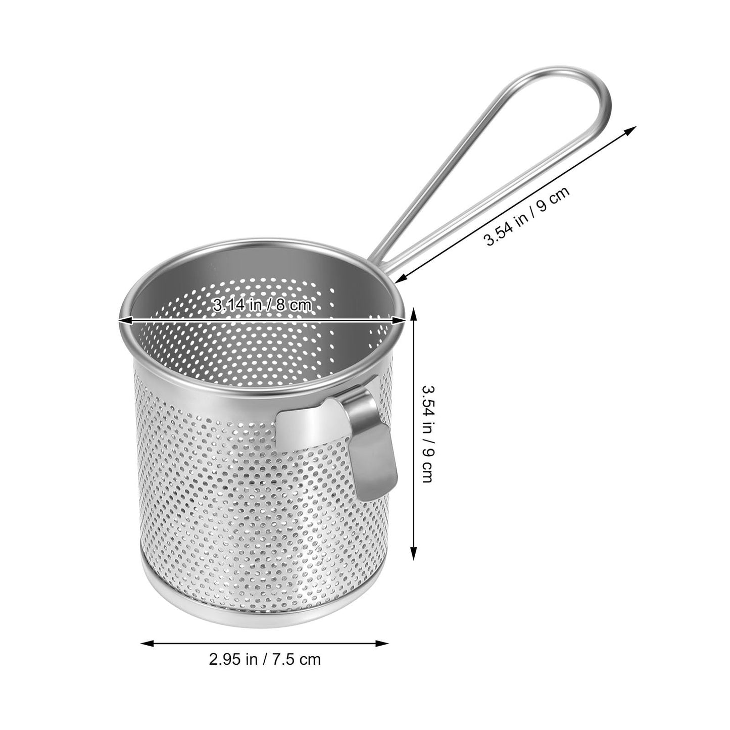 Luxshiny Hot-Pot Side Colanders Stainless Steel Mesh Strainer 6.49 Inch Hanging Basket for Cooking Noodles and Blanching in Kitchen