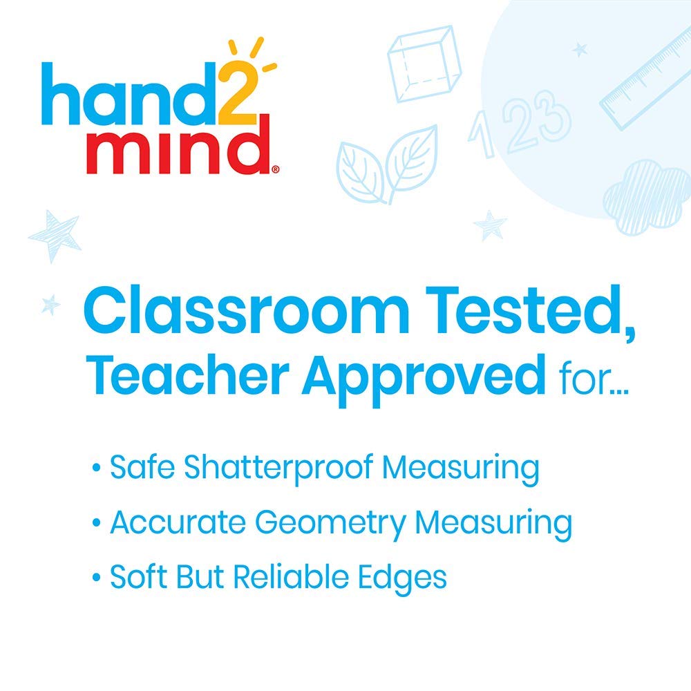 hand2mind Clear 12” Safe-T Plastic Ruler Set, Safety Ruler with Inches, Centimeters, and Millimeters, Semi-Flexible Ruler for Kids, Rulers Bulk for Classroom, School Supplies for Teachers (Set of 24)