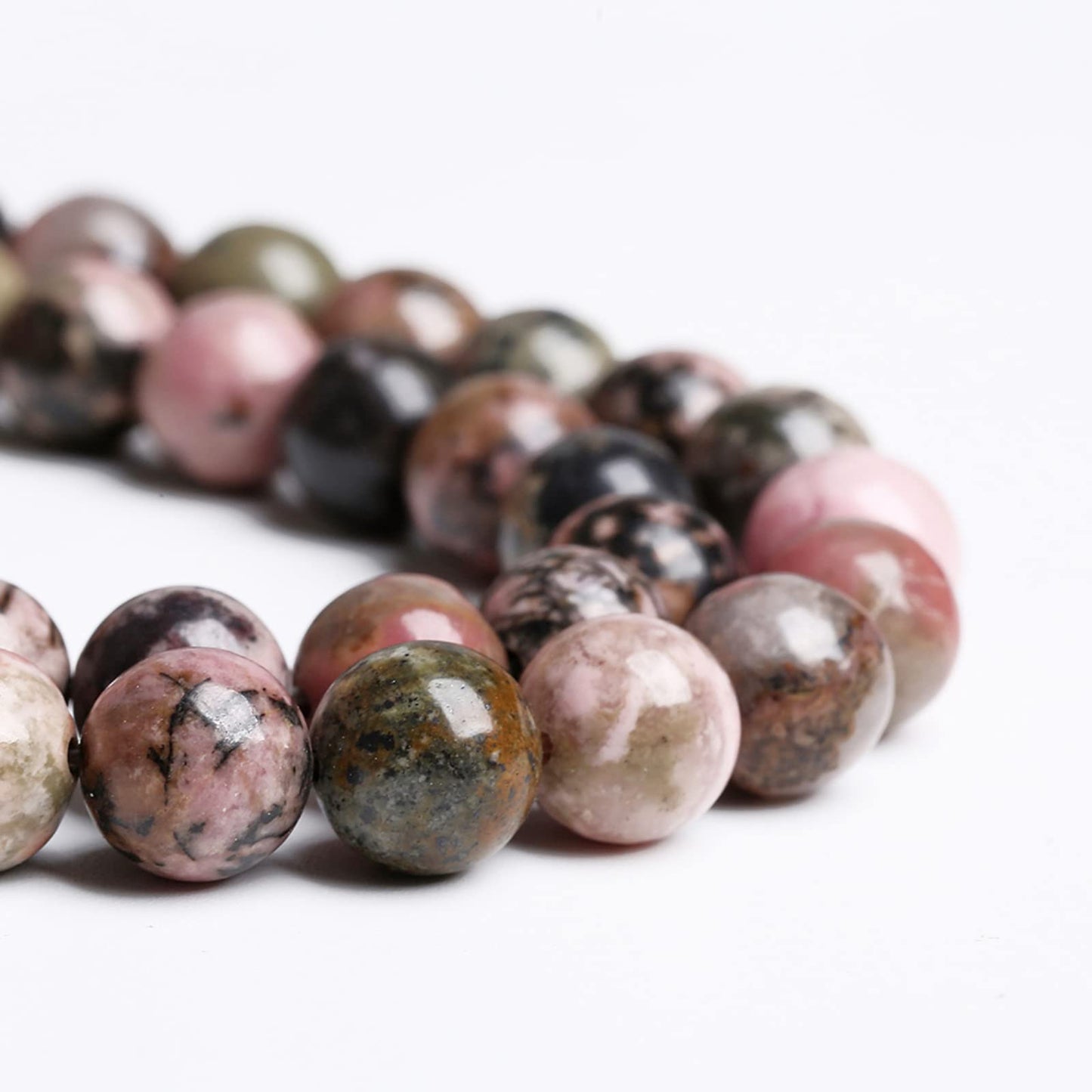 4MM 86PCS Natural Stone Black Stripe Rhodochrosite Gemstone Beads for Jewelry Making DIY Bracelet Necklace Semi Precious Crystal Beads