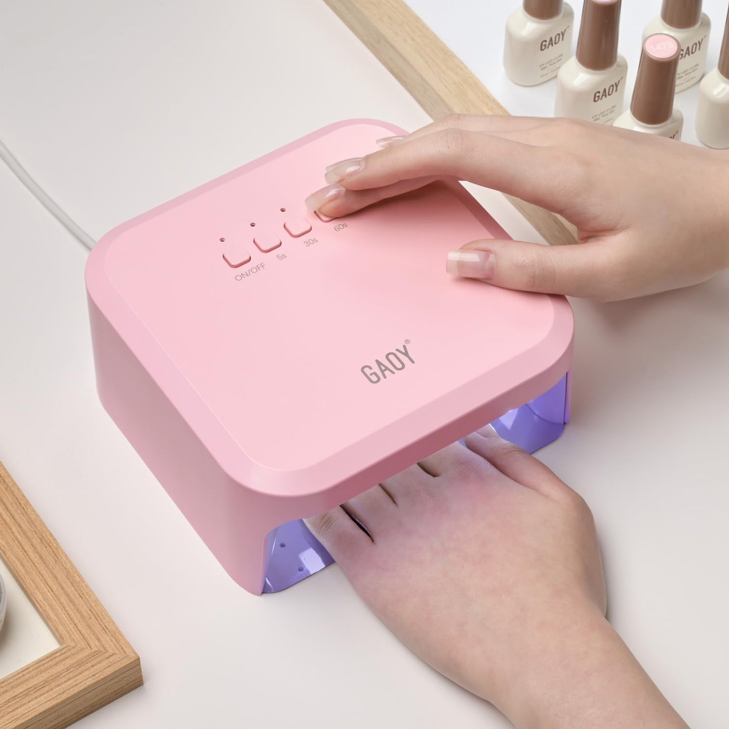 GAOY UV Light for Gel Nails, Professional Nail Dryer with Infrared Sensor and 3 Timers, Fast Curing Lamp for Salon and Manicure Art at Home, Pink