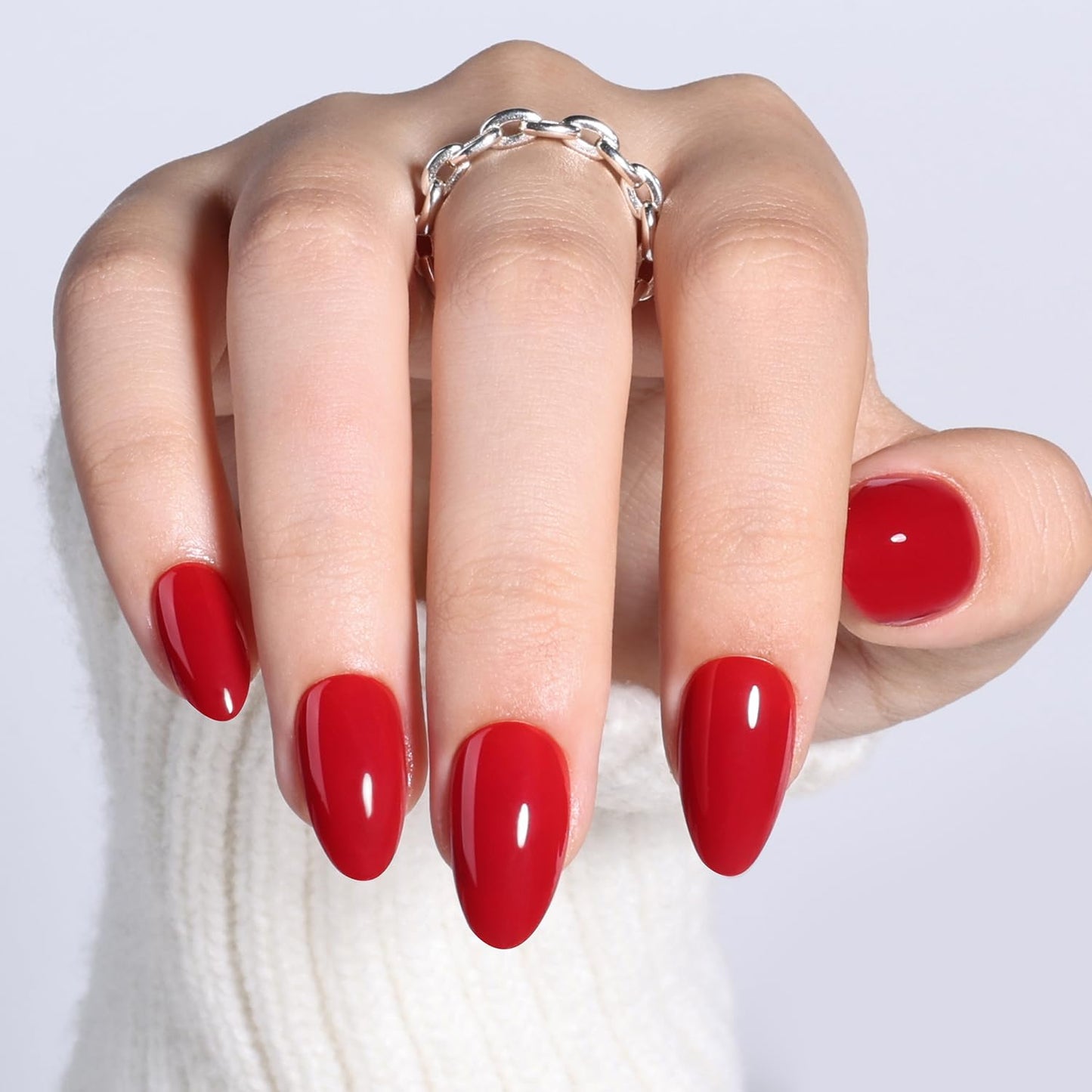 Leefrei Red Press On Nails Short Almond - Deep Red Fake Nails Press ons, Reusable Glue On Nails for Women, 16 Sizes 32 Pieces Nail Kit with Glue, Wine Red
