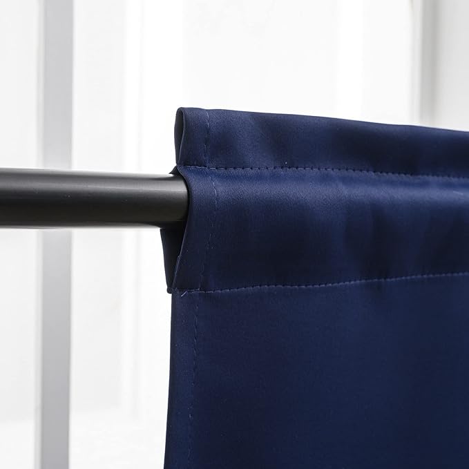 Pickluc Navy Blue Cafe Half Window Curtain, 36 Inches Length, Rod Pocket Small Kitchen Curtain, Short Blackout for Small Window, 30" Wide and 36" Long, 2 Panels