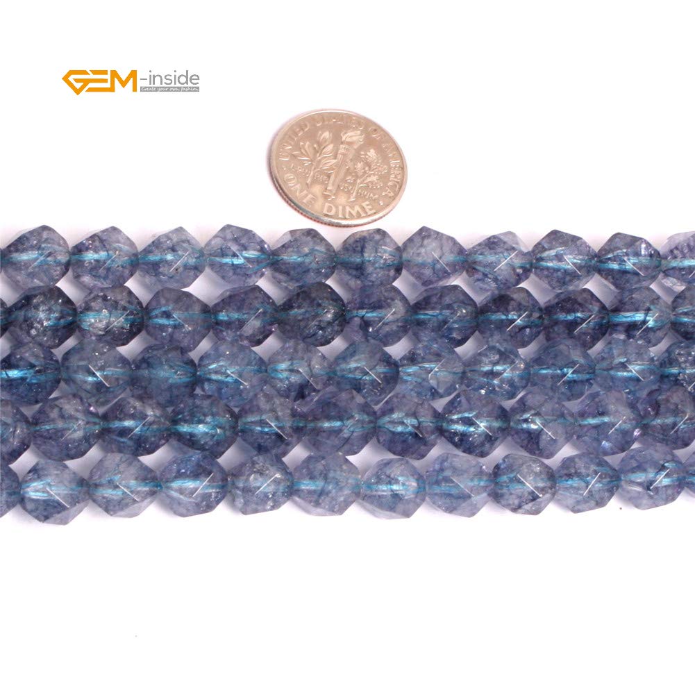 GEM-Inside Natural 8mm Aquamarine Gemstone Loose Beads Faceted Dyed Blue Cambay Crystal Energy Stone Power for Jewelry Making 15"