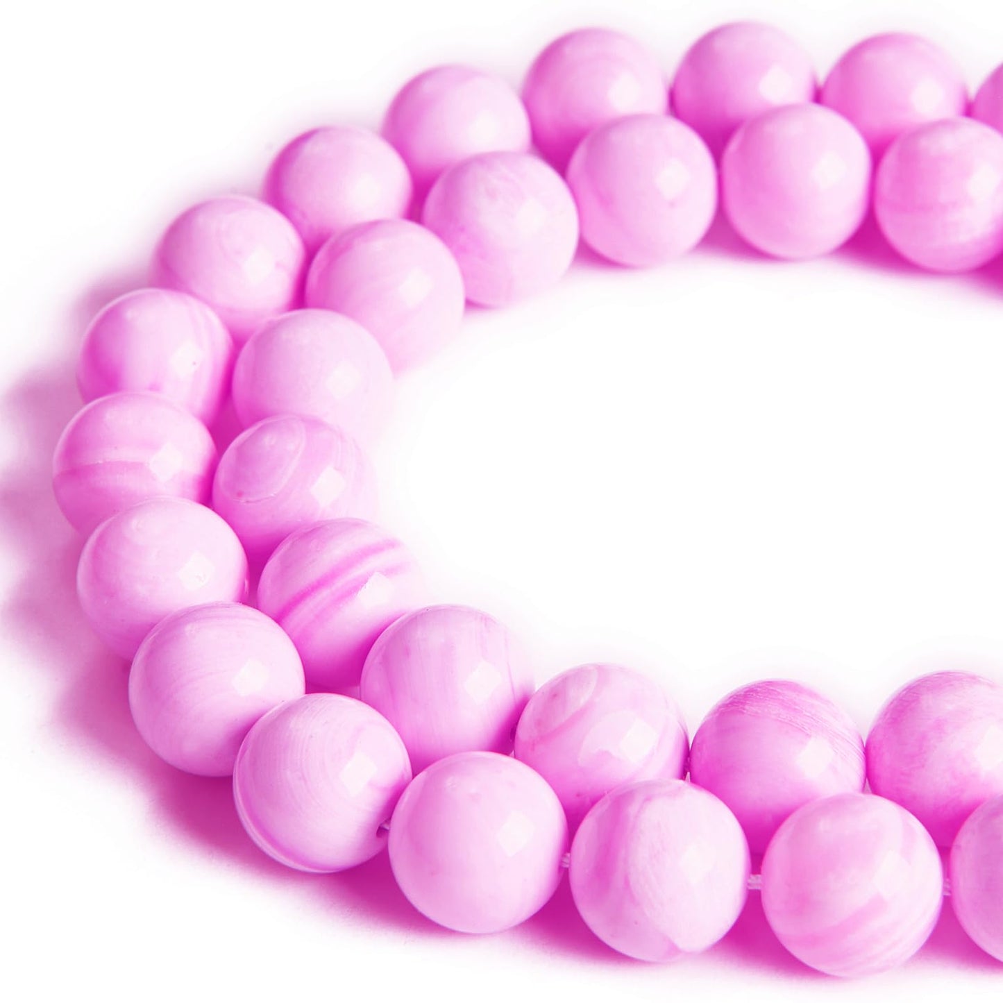60pcs 6mm Pink Shell Jasper Beads Natural Gemstone Beads Round Loose Beads for Jewelry Making