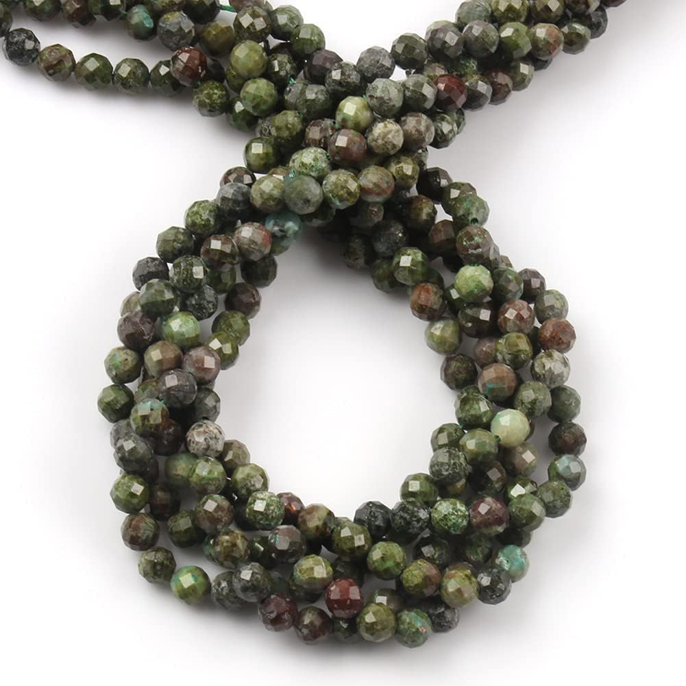 Song Xi 120pcs 3mm Natural Dragon Blood Gemstone Beads Faceted Round Loose Stone Beads for Jewelry Making (1 Strand)