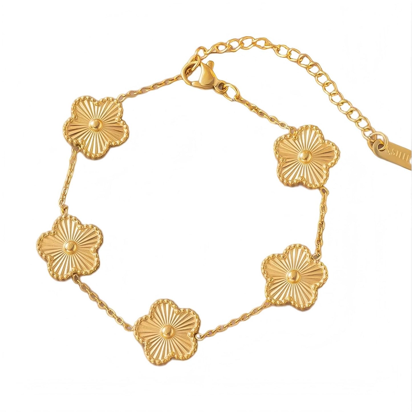 Vbvbip 18K Gold Plated 316L Stainless Steel Bracelet Collection - 12 Unique Designs + Matching Diamond-Accent Titanium Steel Petals Chain, Gift for Women
