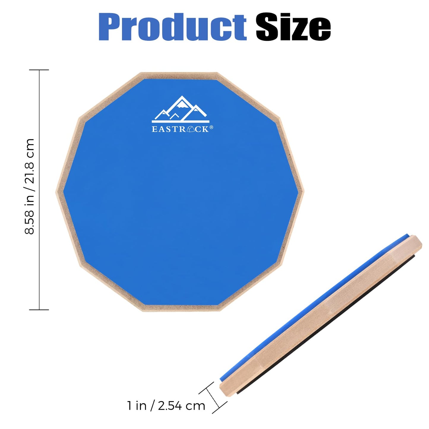 EASTROCK 8 Inches Practice Drum Pad, Double Sided Drum Pad, Silicone Dumb Drum for Beginners (Blue)