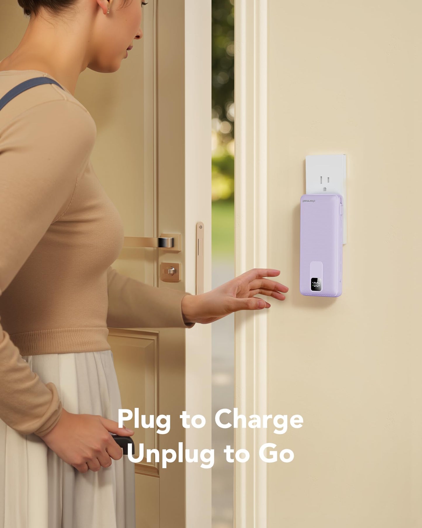 charmast 20000mAh Portable Charger with Built-in Cables & Wall Plug, 20W USB C Power Bank, Fast Charging Battery Pack Travel Essentials Compatible with iPhone 16/15/14 Series, Samsung, Google, iPad