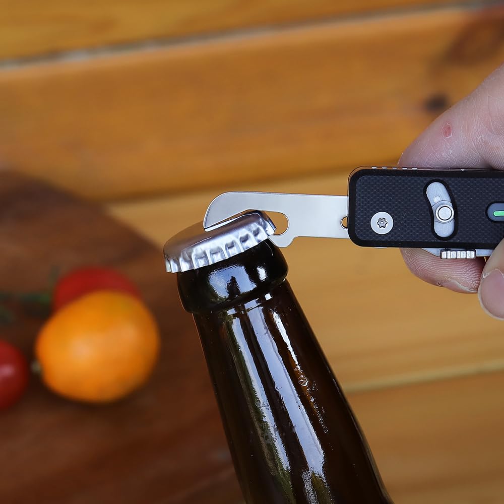 ROXON S504G Mini Flex Companion-7 in 1 Multitool EDC Pocket Knife with G10 Handle, Box Cutter, Short Sheepsfoot Blade, Short Scissors, Bottle & Can Opener, 4mm Bit, Tweezers and Toothpick