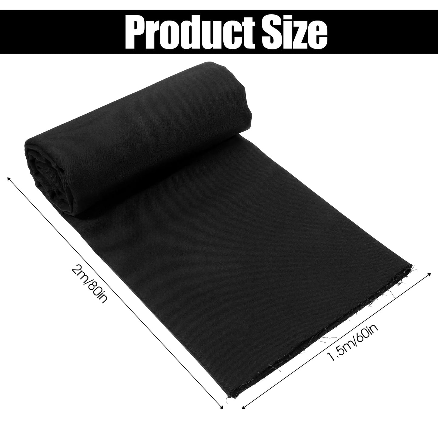 Black Cotton Canvas Fabric 60x80 in 10oz Black Embroidery Sewing Fabric by The 2 Yard for Painting, Sewing, Bag, Crafts, Embroidery, Handmade Home Decor