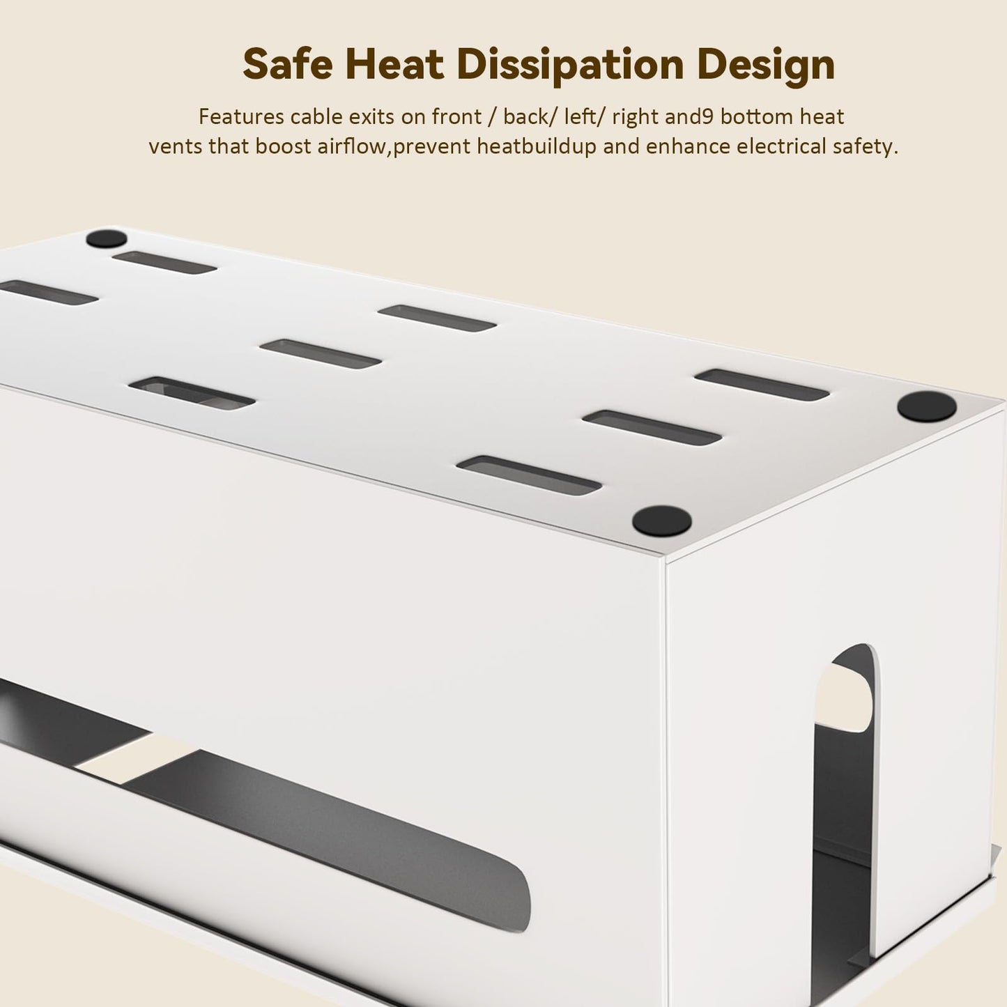 Metal Cable Management Box - Large Cable Organizer Box and Power Strip Box for Electrical Cord Hiding, Home Office Desk and Floor Cables Hider, TV Wires Storage Organization