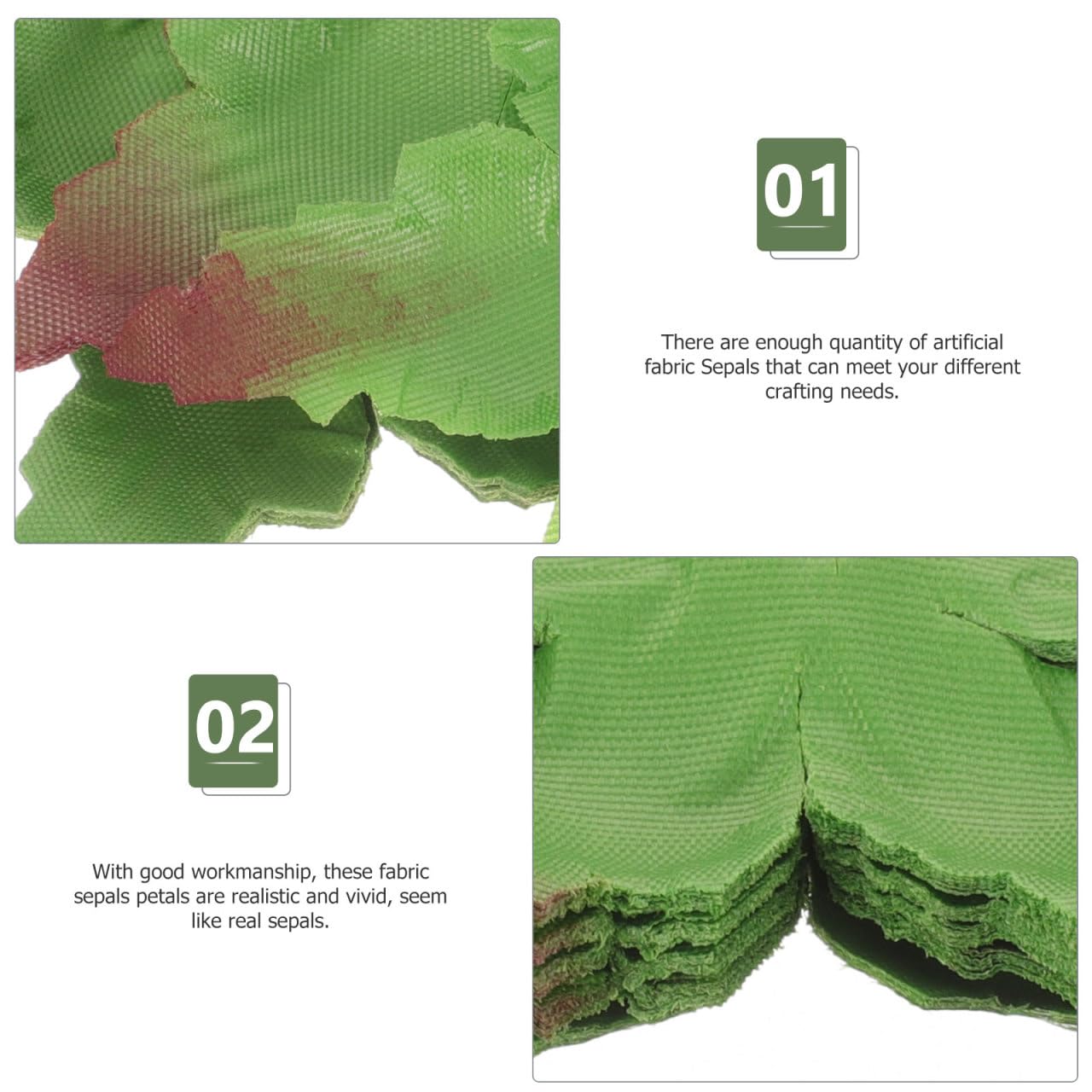 EXCEART Artificial Flower Sepals 150 Pcs DIY Calyxes for Floral Arrangements and Crafting Supplies Realistic Fabric Sepals for Wedding Decor and Handmade Flowers