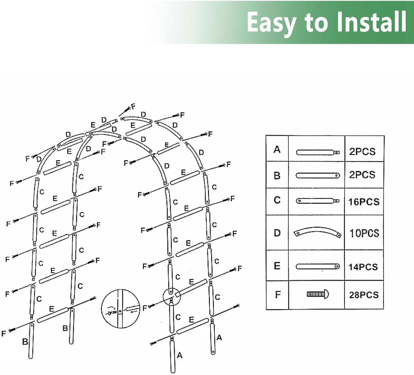 7.9 Ft H x 4.6 Ft W Green Metal Pergola Arbor for Various Climbing Plant Wedding Garden Arch Bridal Party Decoration Wide Arbor