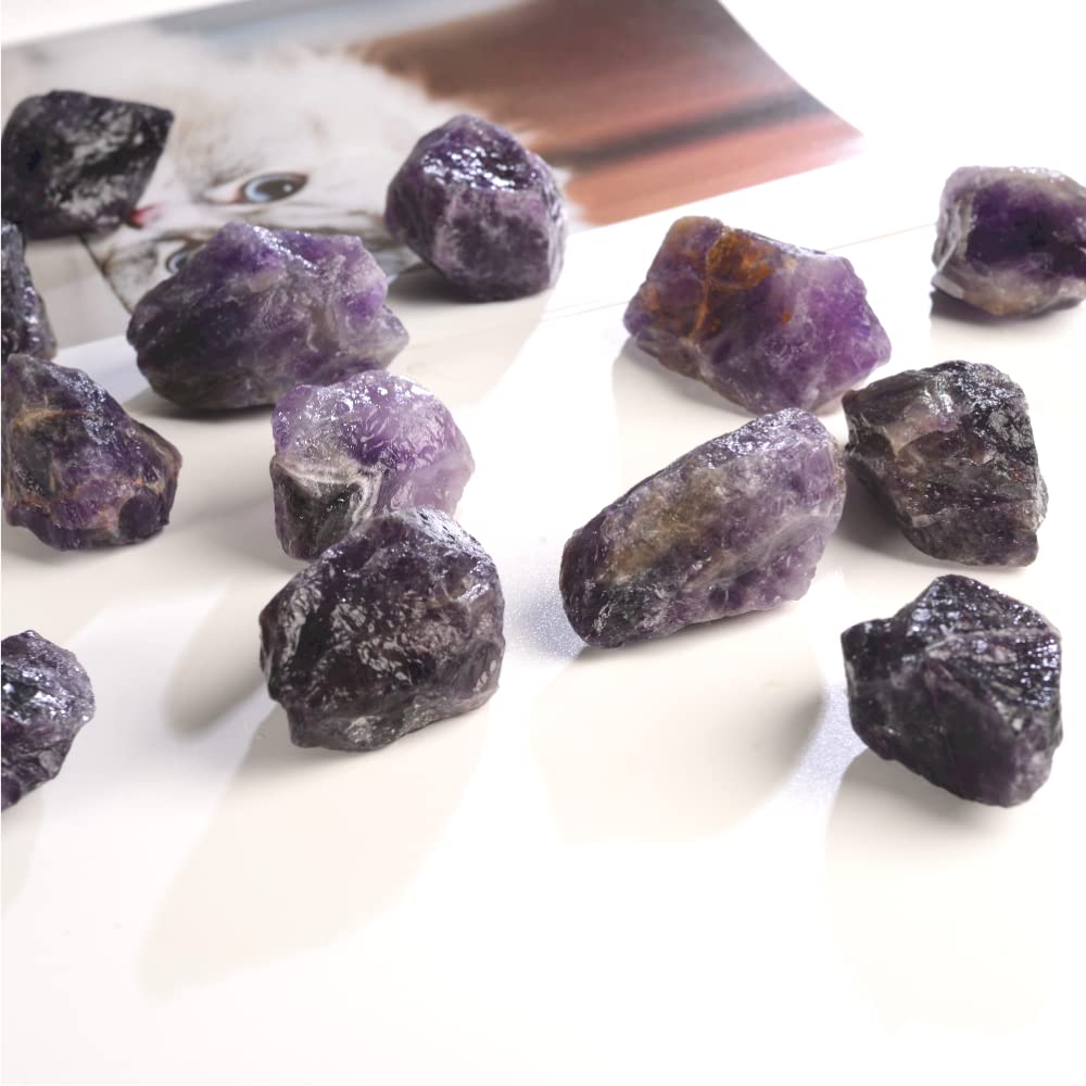 2PCS Natural Raw Stone Healing Crystals Bulk, Gemstones for Reiki, Meditation, Home Decor, Garden Fountain Rocks (Amethyst)