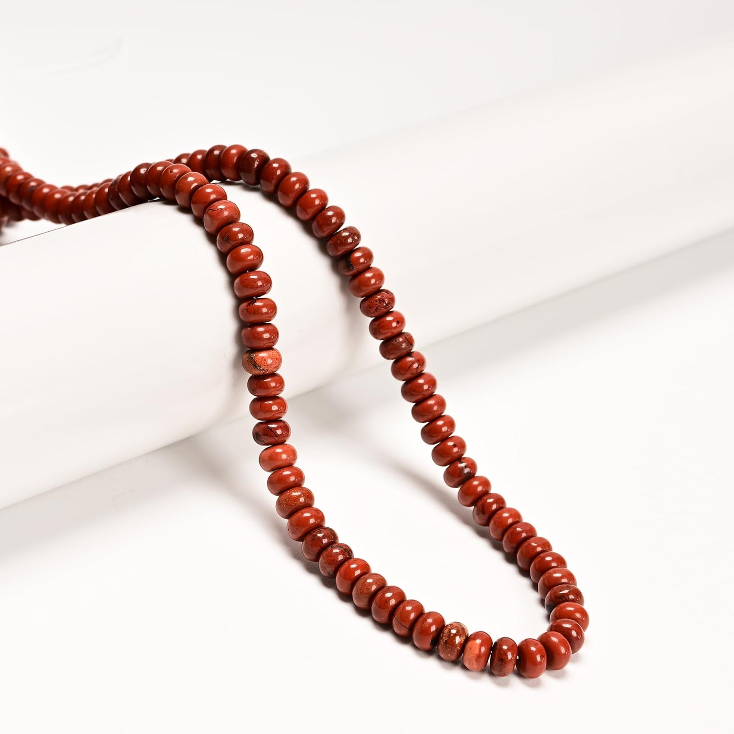 ICAI 4x6mm Natural Rondelle Beads – Loose Gemstone Spacers for DIY Jewelry Making (Red Jasper)