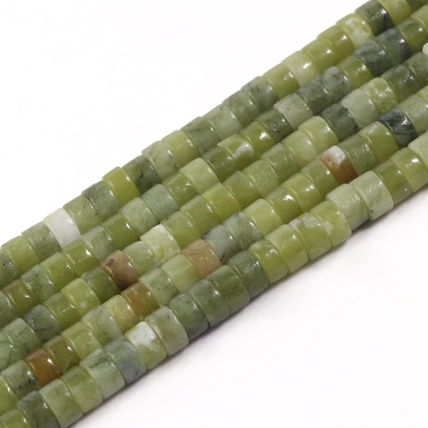 NITOPUPU 150Pcs 4×2mm Natural Taiwan Jade Spacer Stone Beads for Jewelry Making Supplies, Loose Semi Flat Round Gemstone Tube Beads for Bracelets DIY Crafts