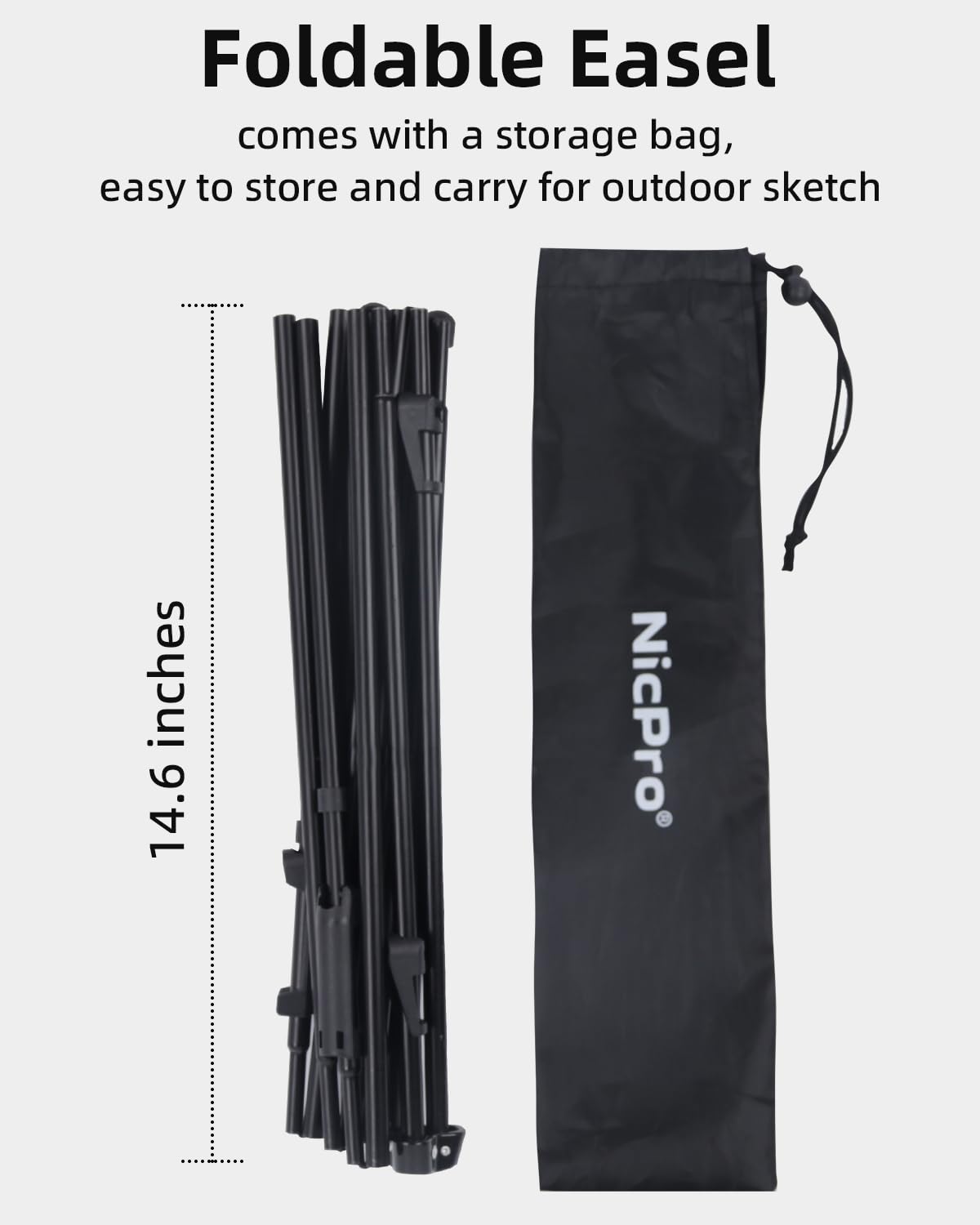 Nicpro Art Folding Easels for Display, 6 Pack 63 Inches Metal Floor Easel Stand Bulk Tripod Black Collapsible for Sign Artist Poster Wedding | with Carry Bag