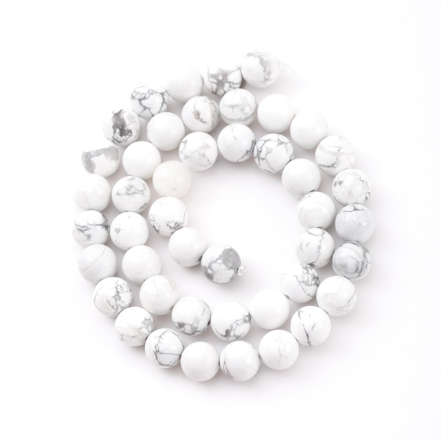8mm 45pcs DIY Natural White Howlite Stone Beads Round Healing Crystal Gemstone Loose Beads for Jewelry Making Handmade Bracelet Necklace