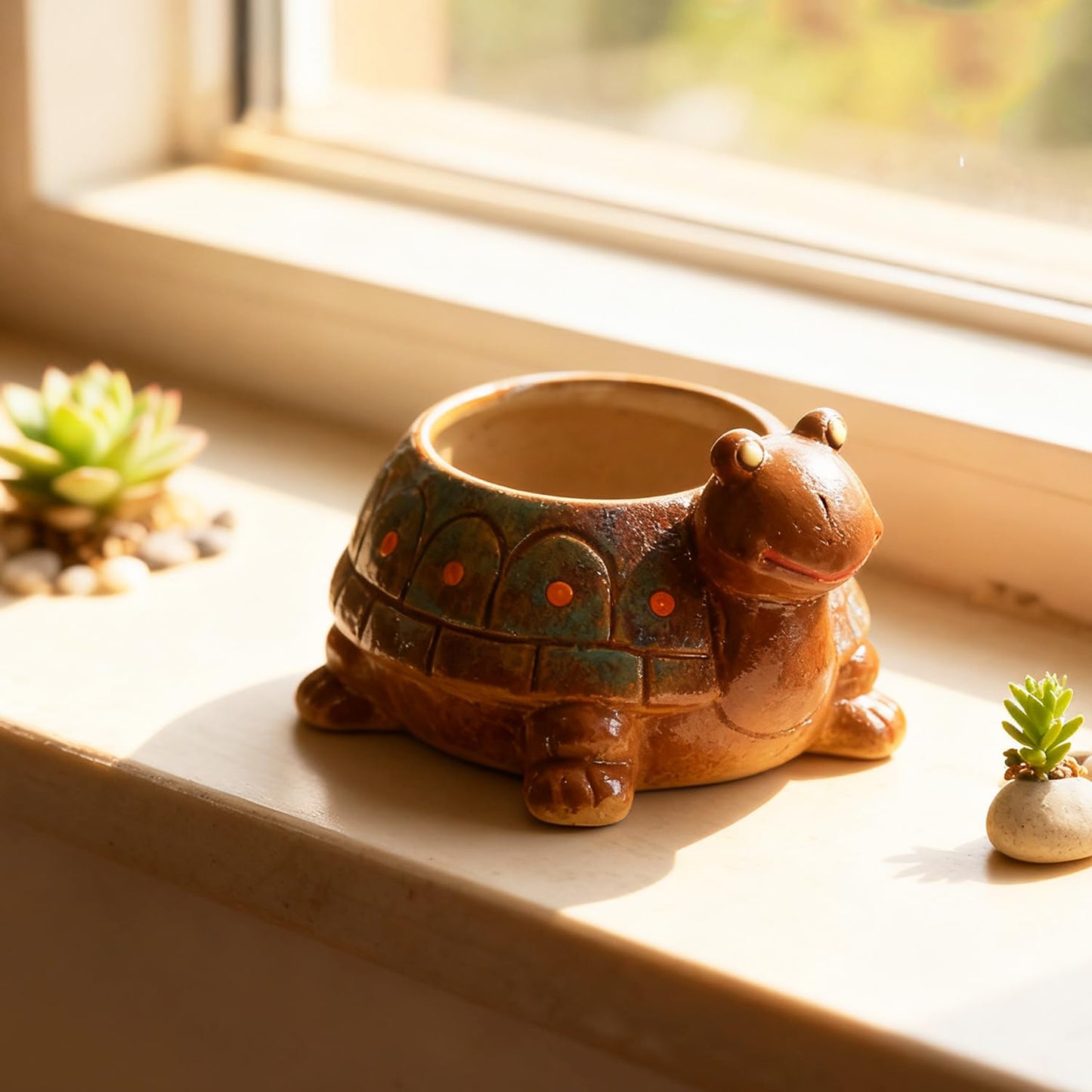 LLYSTTDS Turtle Plant Pot Animal Garden Pots Ceramics Succulent Planter Tabletop Decorations for Home Office Desk Mini Ornament（Does not Contain Plants）