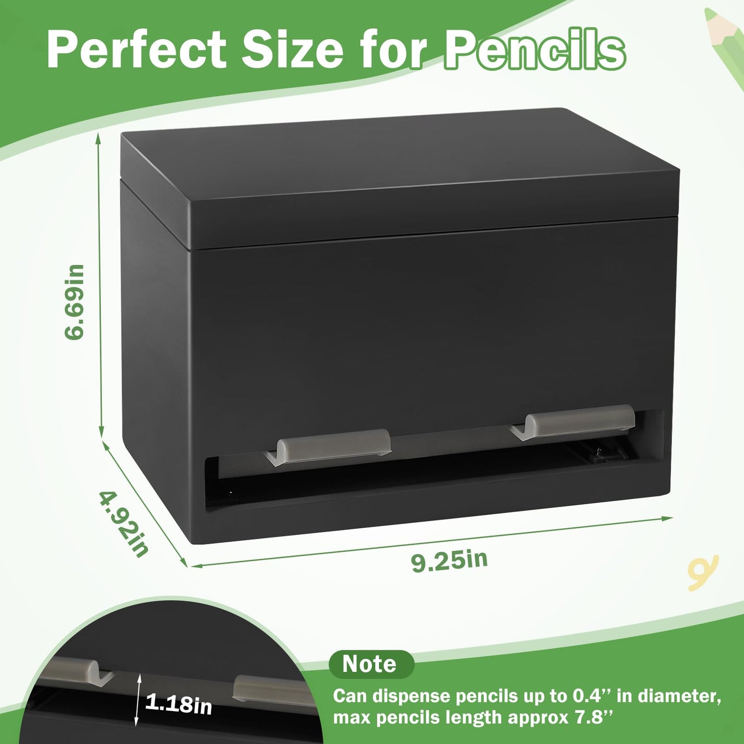 Pencil Dispenser for Classroom, Wooden Pencil Holder, Classroom Teacher Must Have, Pencils Straws Organization & Storage for Classroom Office Kitchen Restaurant (black)