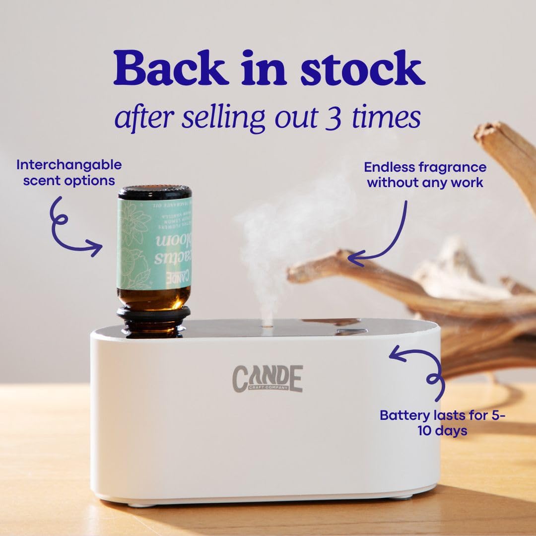 CE CRAFT Waterless Travel Diffuser Gift Set - Rechargeable Diffuser for Aromatherapy - Includes 3 Fragrance Oils - Fragrance Dispenser for Office and Home - Clean, Black