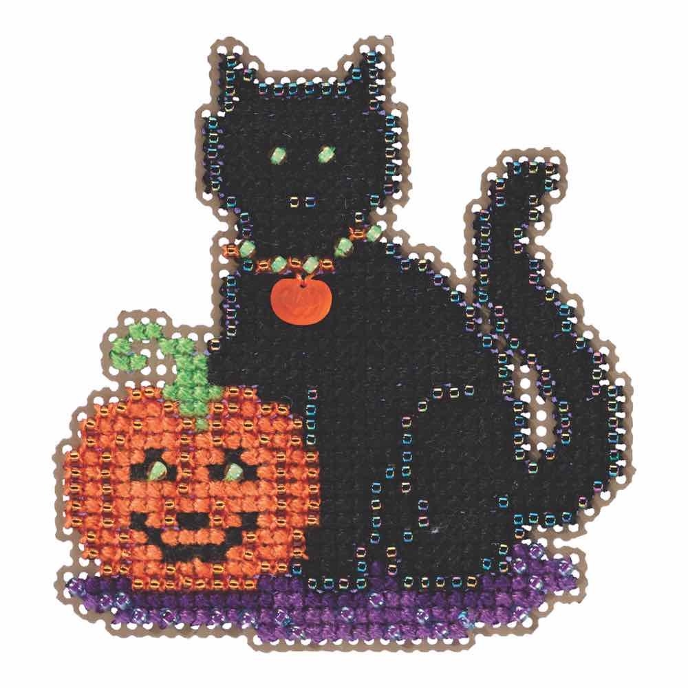Wendy's Cat Beaded Halloween Counted Cross Stitch Kit Mill Hill 2015 Autumn Harvest MH185206
