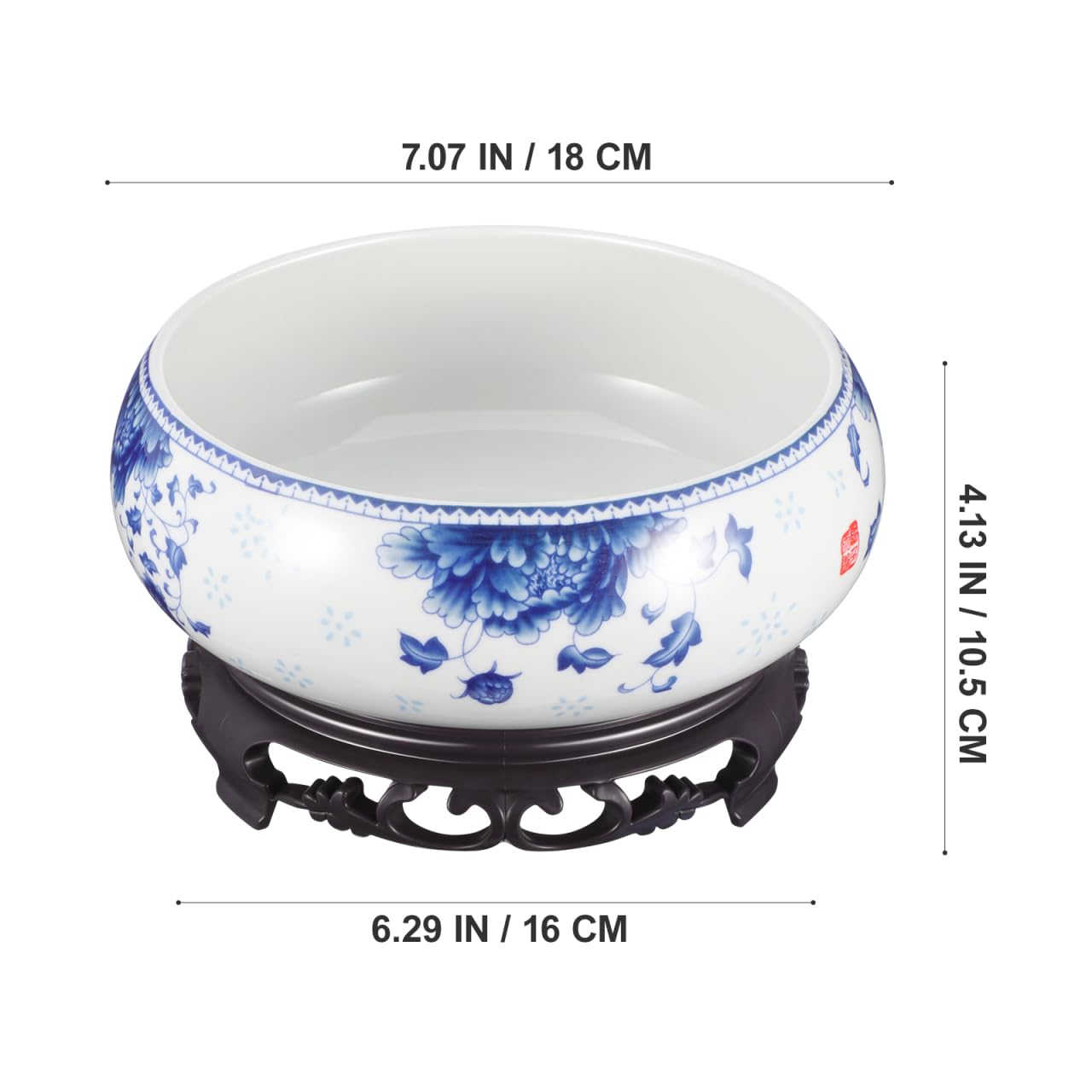 Toddmomy Ceramic Bonsai Planter Pot with Water Storage Base Non-Hole Hydroponic Container for Daffodils Succulents Indoor Outdoor 7.08X6.29X4.13In