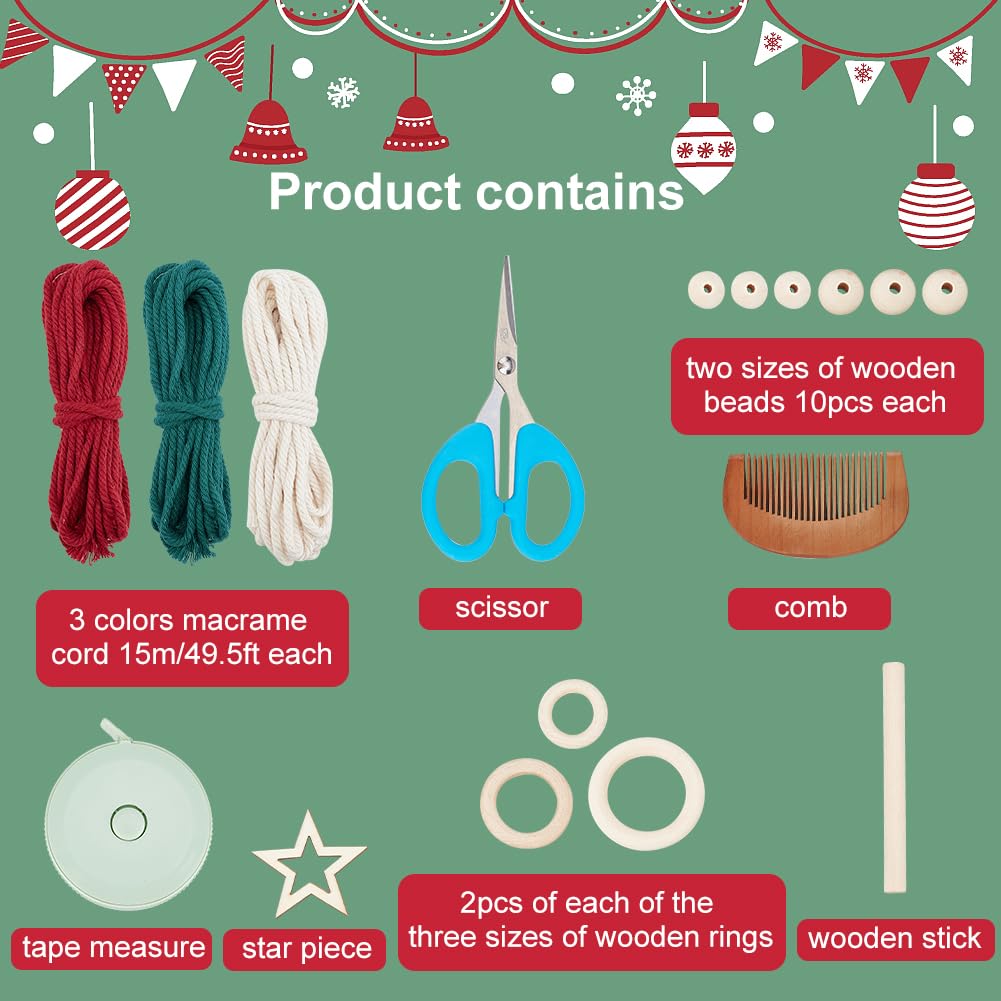 INFUNLY 8 Set DIY Macrame Kits for Adults Beginners Christmas Macrame Hanging Ornament Kit Boho Starters Wall Supplies All in One Macrame Kit with Instructions for DIY Lovers Gifts Home Hanging Decor