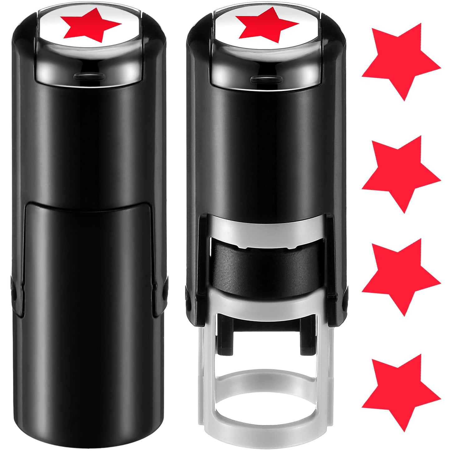 Supervitae 2 Pack Solid Star Print Stamps Red Ink Star Stamper Mini Self Inking Stamps for Classroom Party Educational Learning Activities Craft Supplies