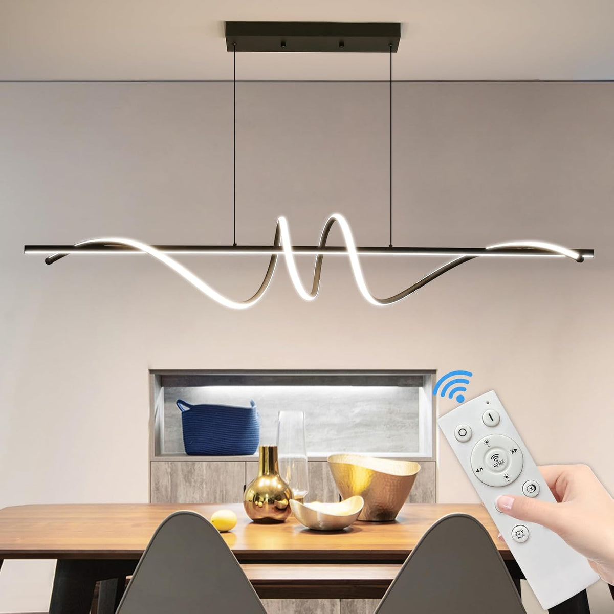 Modern Chandelier, Dimmable LED Pendant Light, Ring Chandelier for Living Room, Dining Room, Kitchen, Bedroom