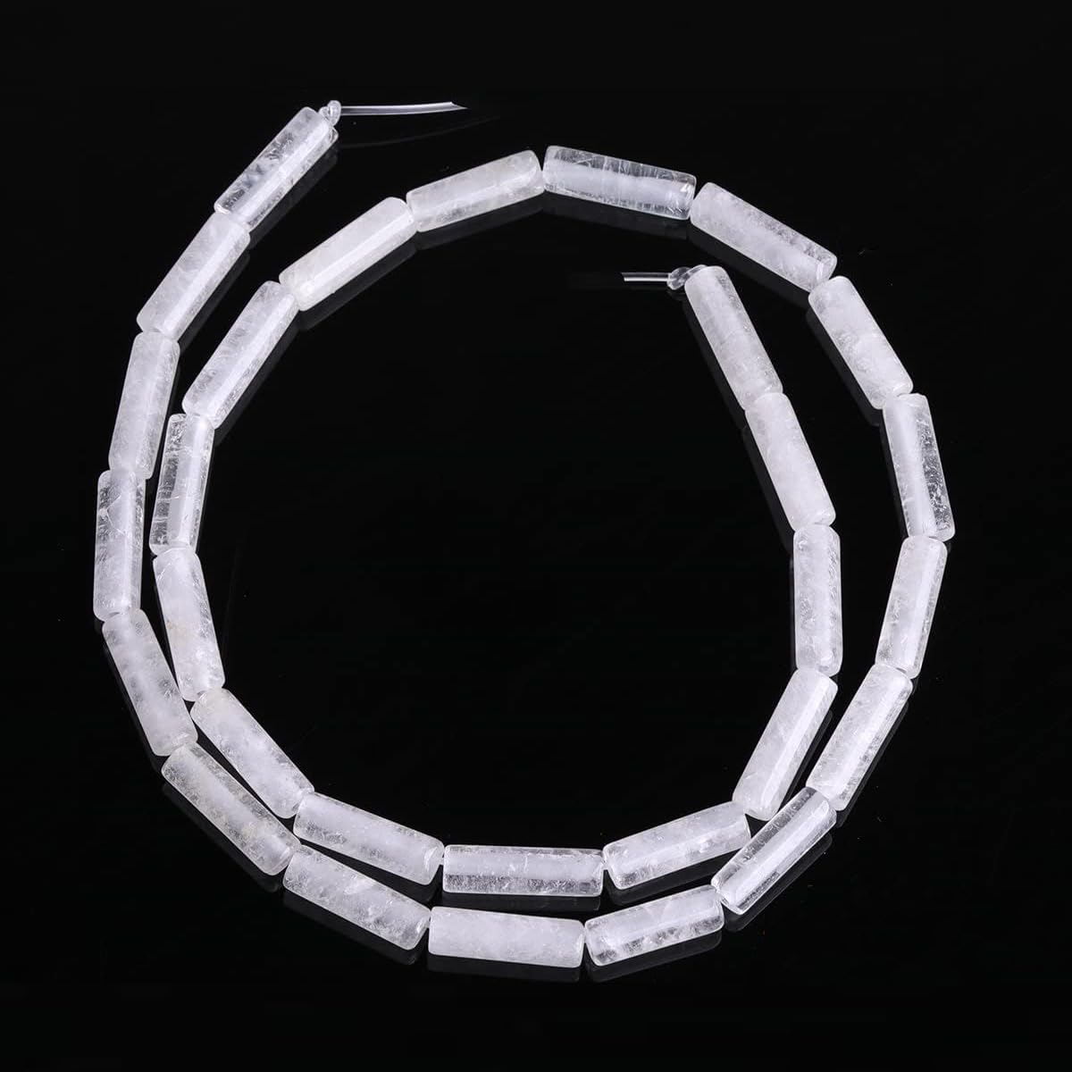 HAAMIIQII Natural White Clear Quartz Tube Beads 13x4mm Column Crystal Cylinder Gemstone Loose Beads for Jewelry Making Strand 15 Inch (28-29pcs)