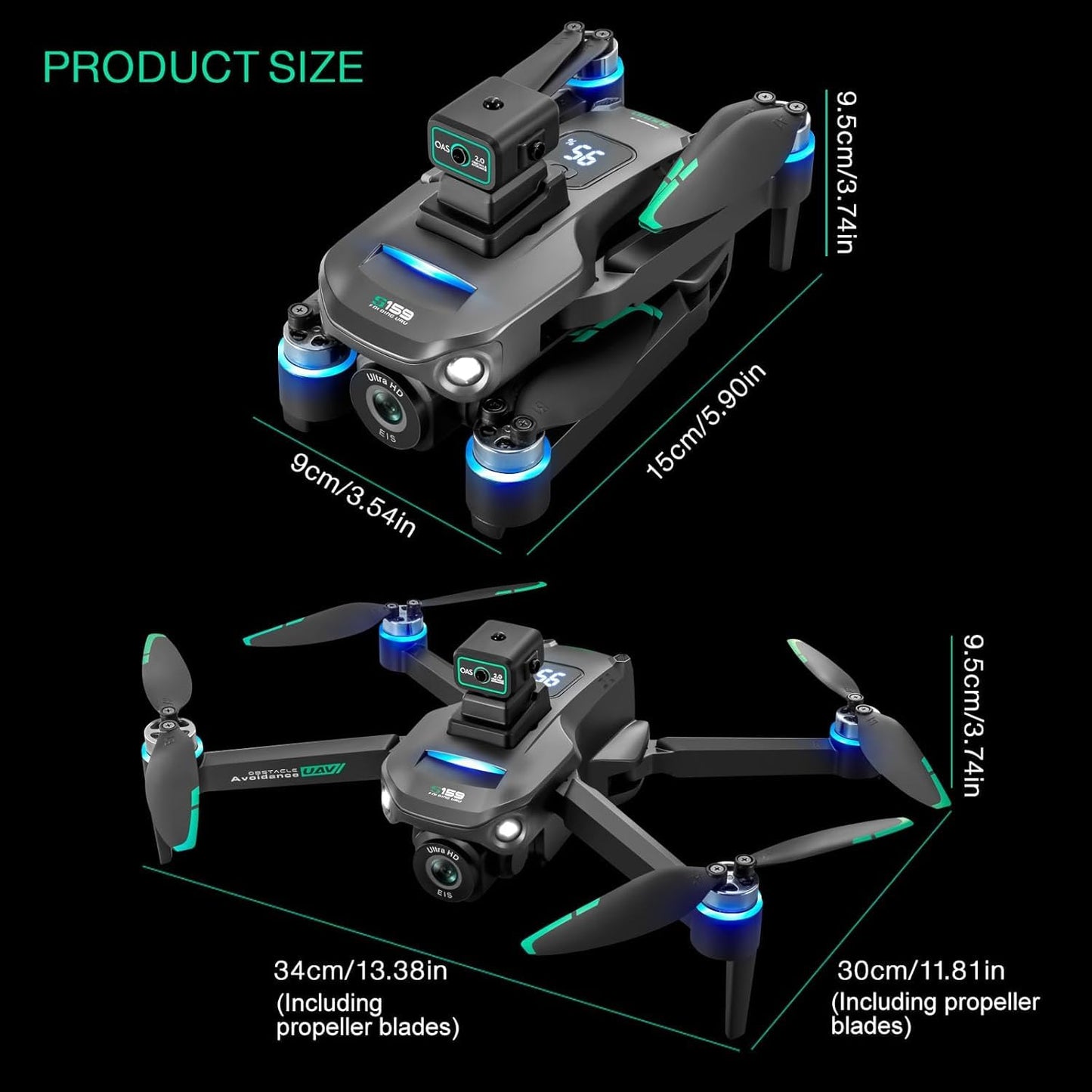 Drone with Camera 4k, GPS HD Drones for Adults, Remote Controller with Screen, Obstacle Avoidance, Brushless Motor FPV, 5G Transmission, 2 Battery, Professional