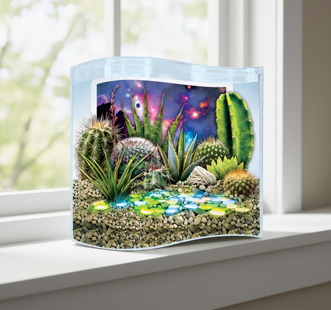 Toys By Nature Galaxy Garden, Wave Terrarium Kit with Live Cactus Plants, Succulents & Alien Egg Stone - Beginner-Friendly Terrariums and Live Indoor Plants Décor